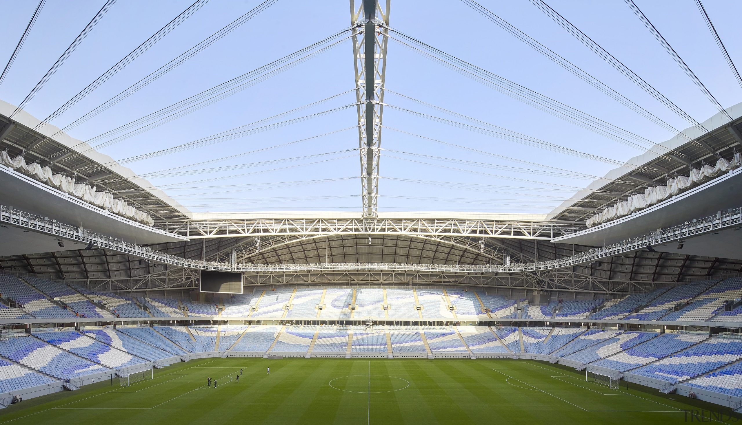 The operable roof has been designed in sympathy architecture, arena, soccer-specific stadium, sport venue, stadium, teal