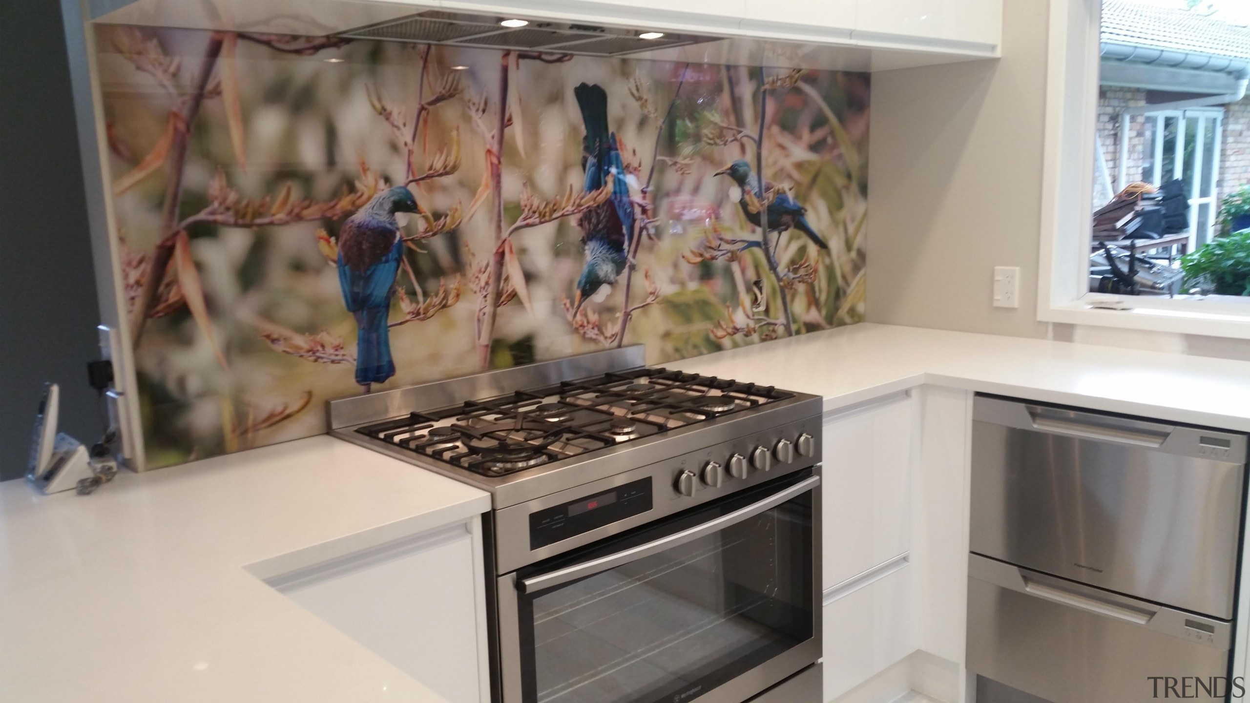 Printed Glass Splashback. - Westmere - countertop | countertop, home appliance, kitchen, room, gray