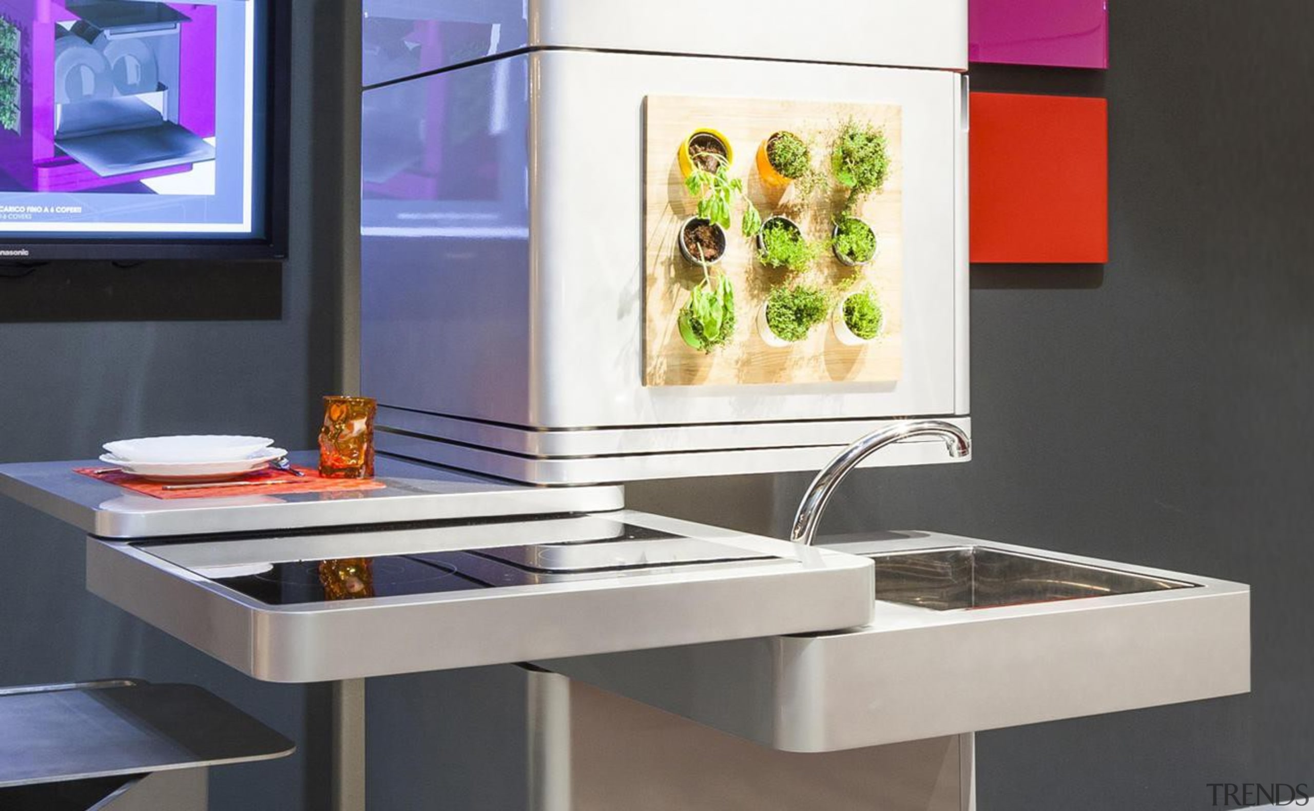 Forget 'bigger is better'; in the eco-conscious yet countertop, furniture, interior design, kitchen, product design, sink, table, black, white