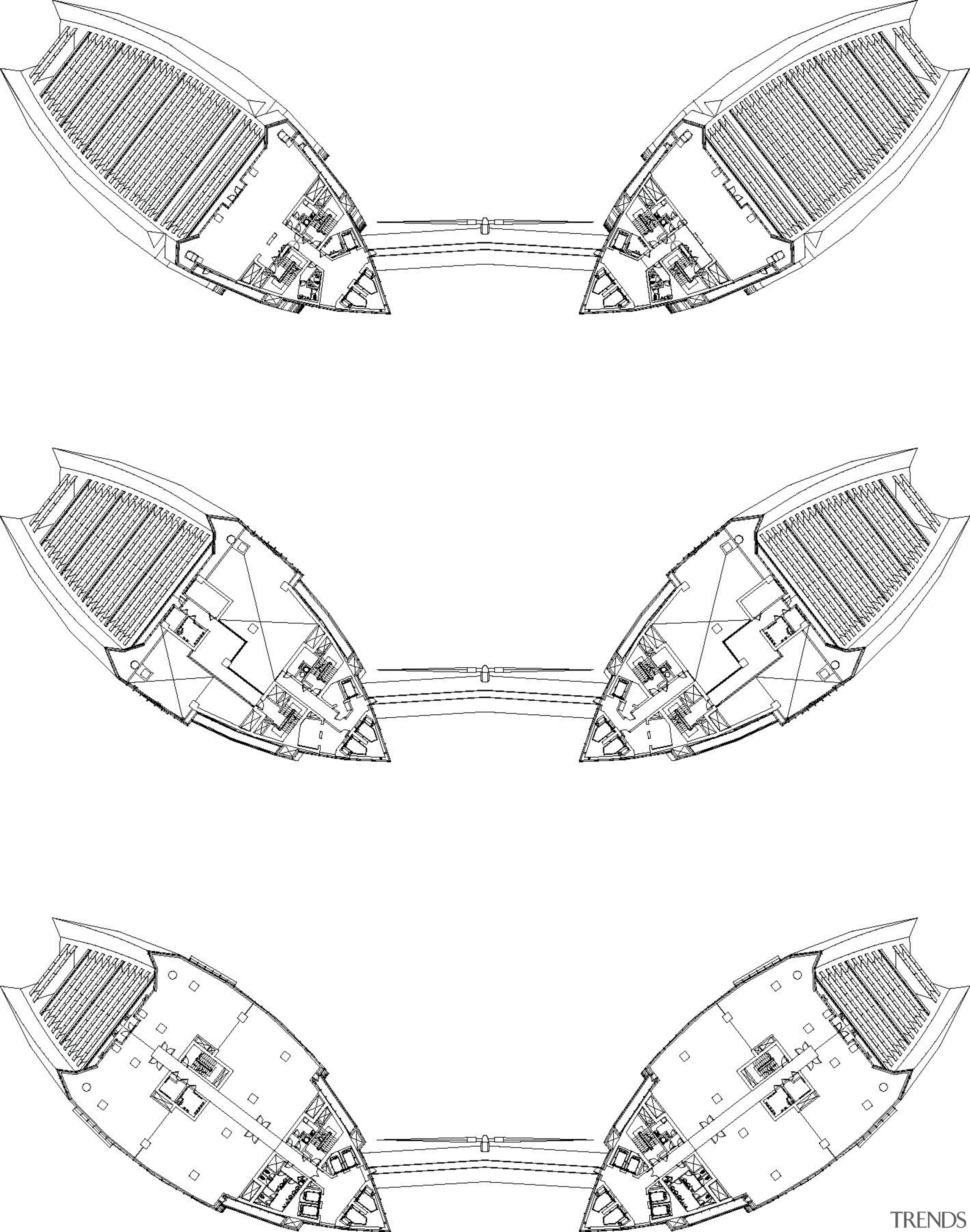 Axonometrics of the Bahrain World Trade Centre. - angle, area, artwork, automotive design, black and white, circle, design, diagram, drawing, fashion accessory, font, line, line art, pattern, plant, product design, wing, white