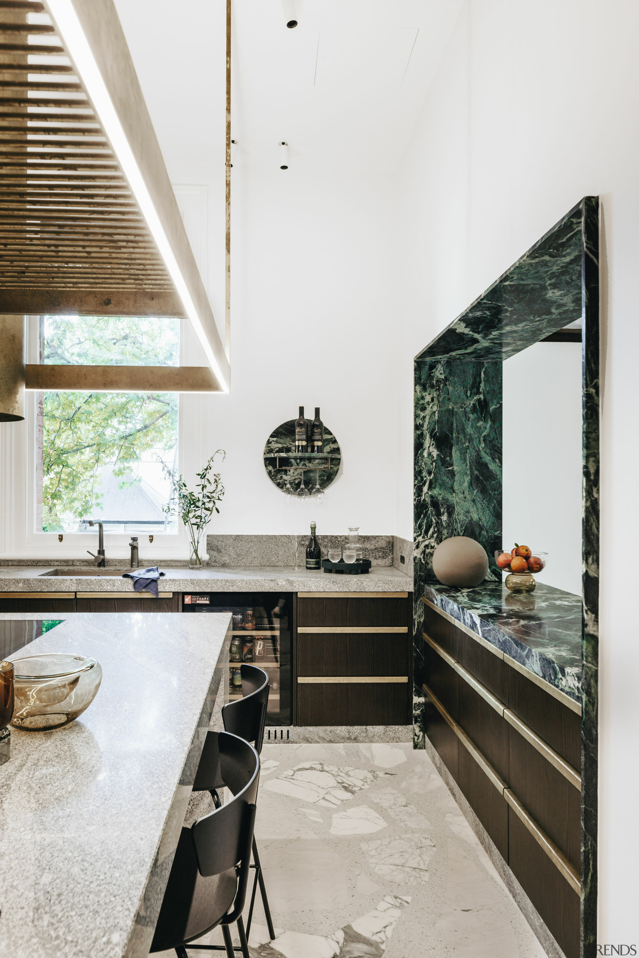 The kitchen servery is to the right, with 