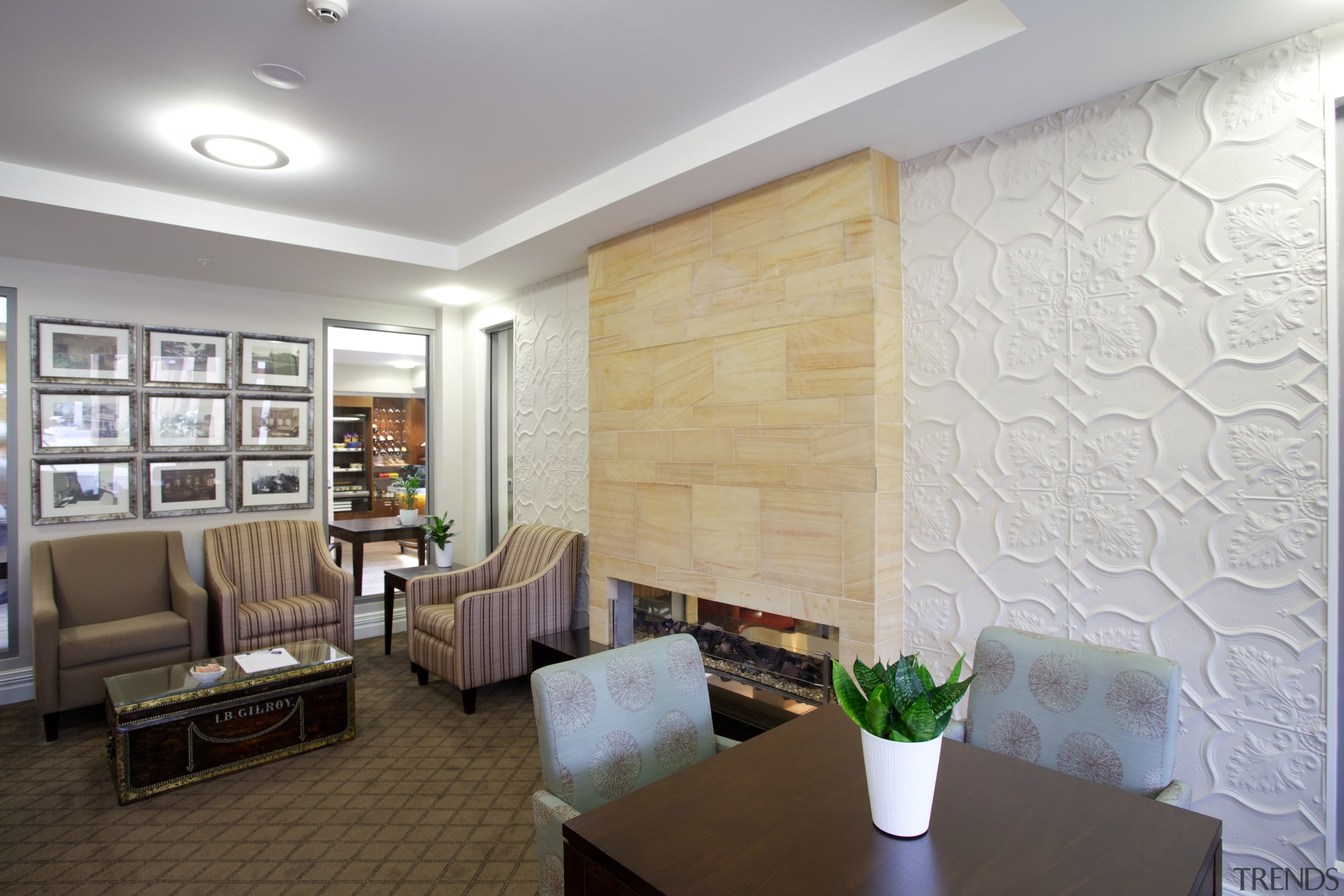 Communal areas include a club lounge, hair salon, ceiling, floor, home, interior design, interior designer, living room, lobby, real estate, room, wall, gray