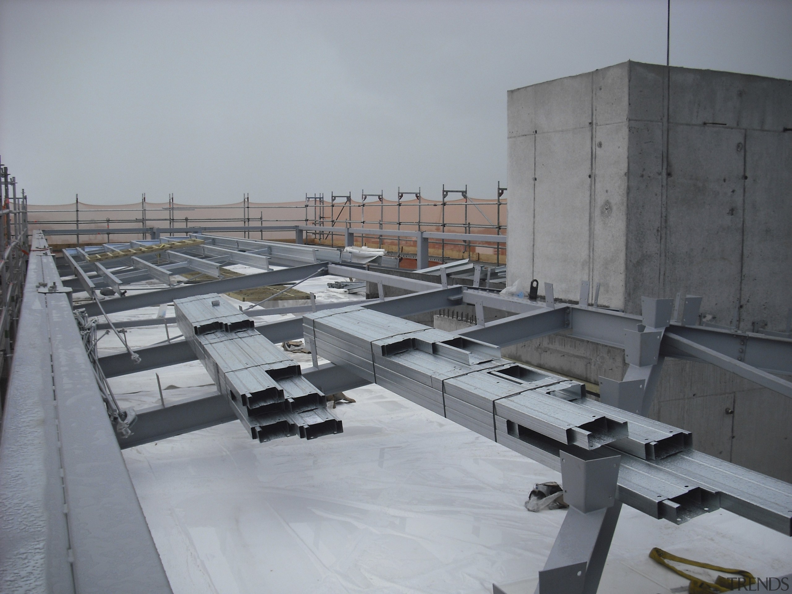 View of steel structure. - View of steel roof, gray