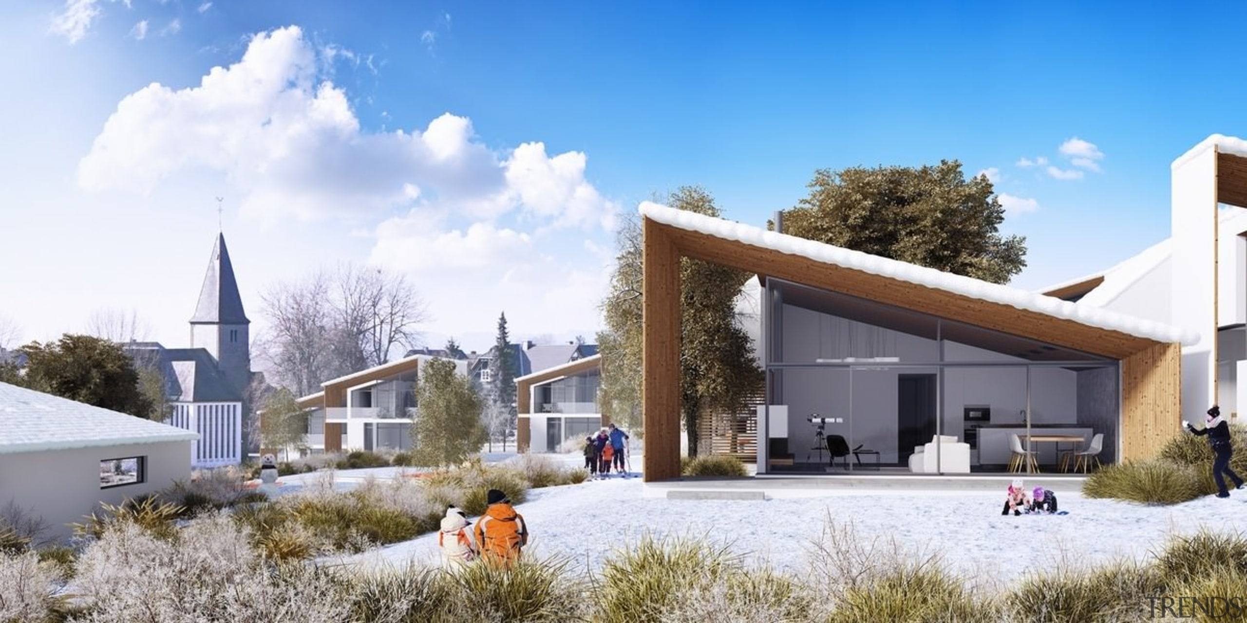 Large windows and sliding glass doors permit plenty architecture, home, house, property, real estate, white