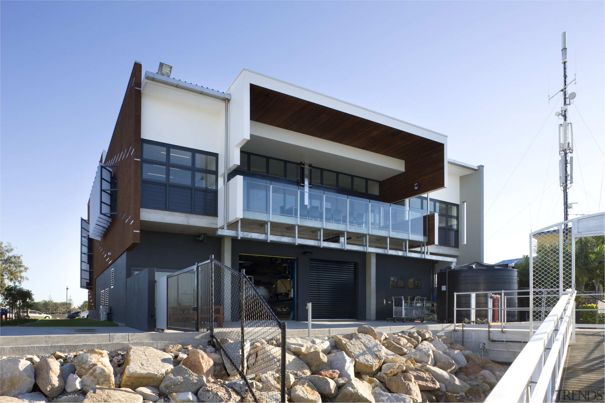 Exterior view of the sustainable Environmental Protection Agency architecture, building, facade, home, house, property, real estate, residential area, teal