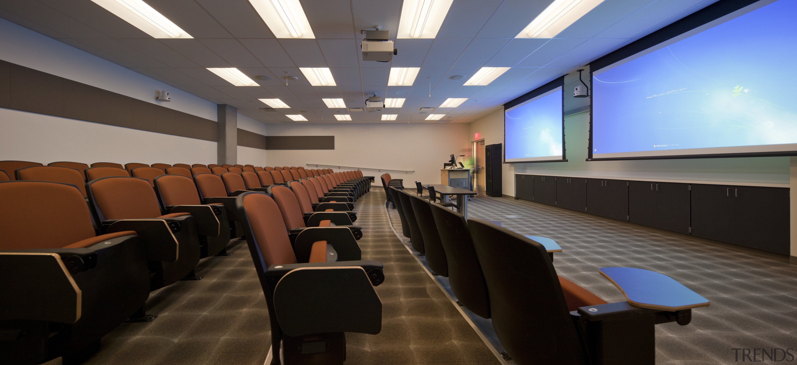 Arizona State University Interdisciplinary Science and Technology Building auditorium, ceiling, conference hall, interior design, black