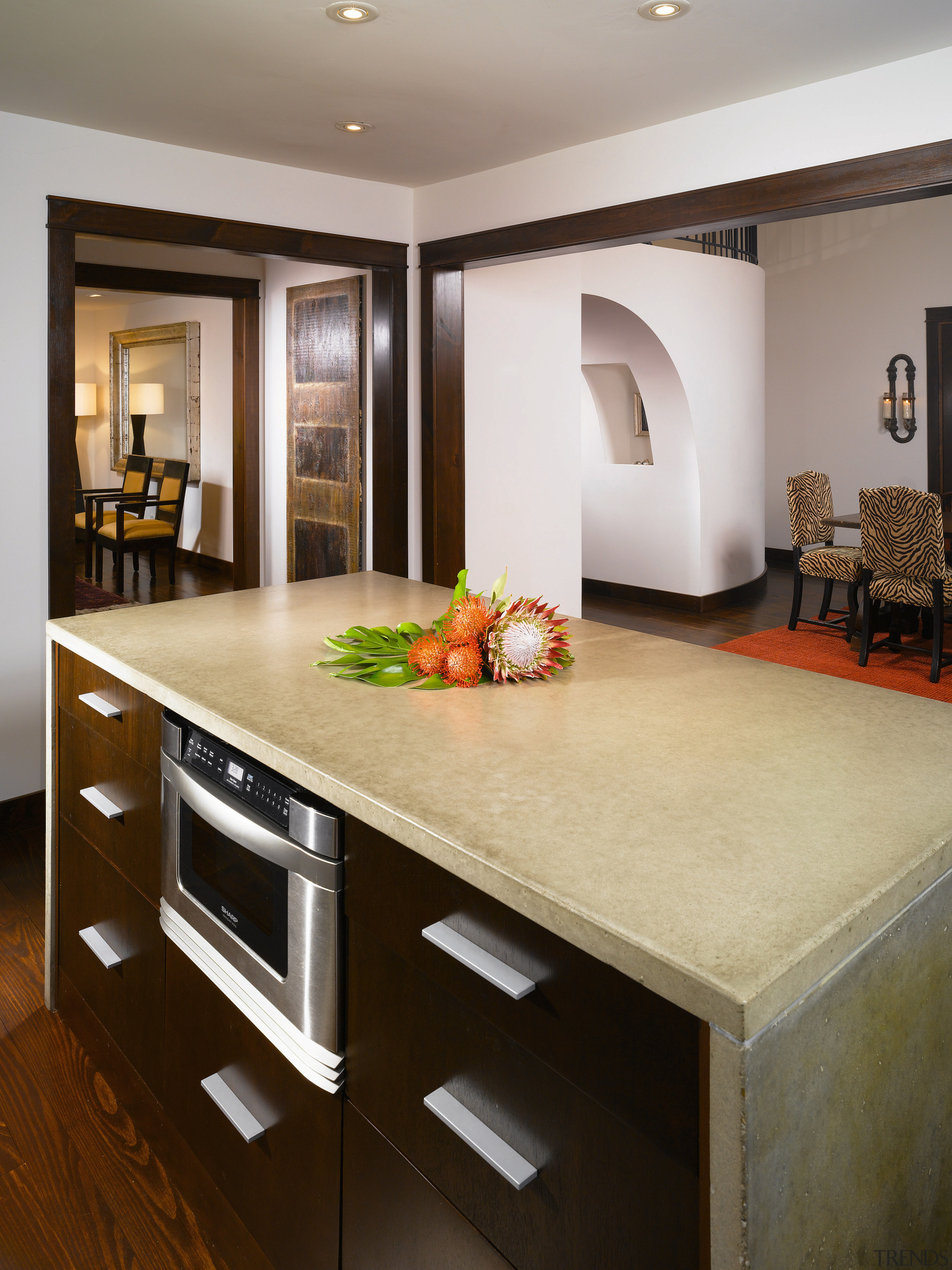 Part of the reason for the success of countertop, floor, flooring, interior design, kitchen, table, gray