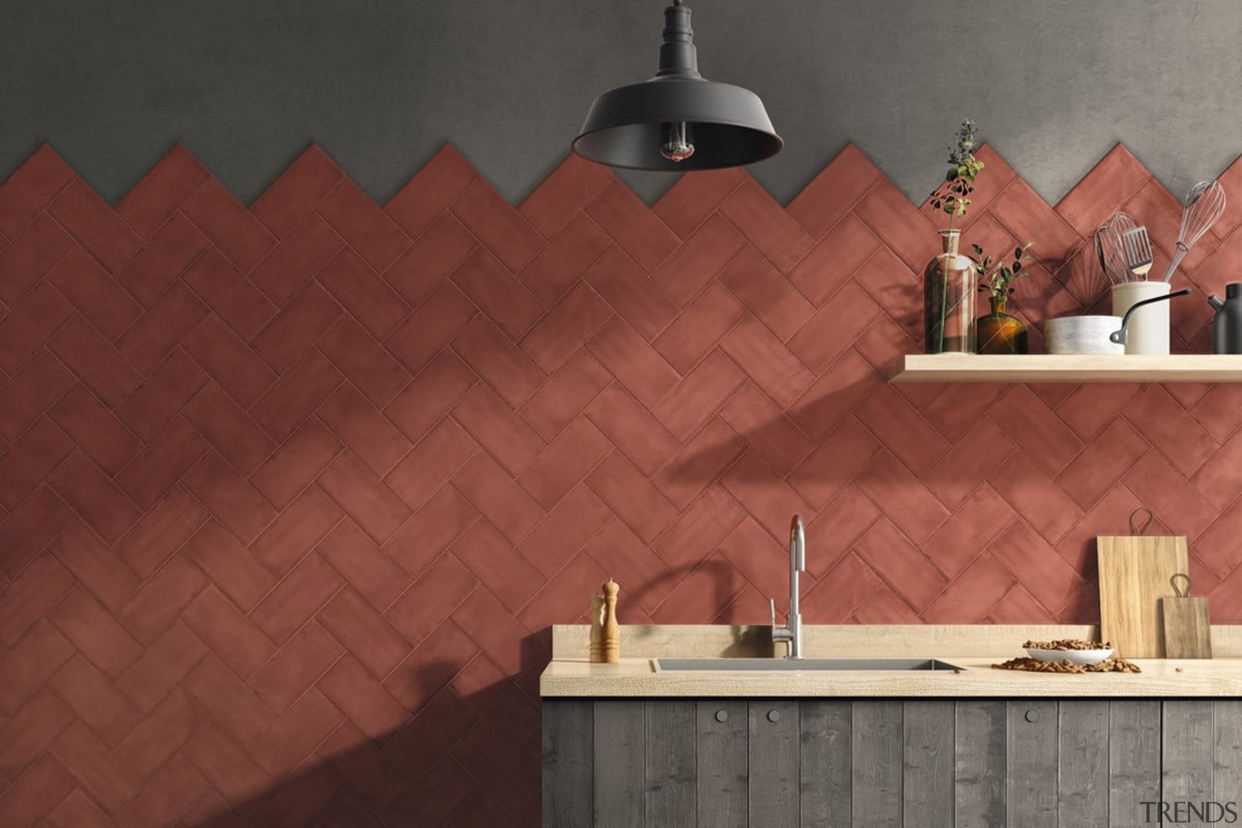 Vintage effect wall tiles, 100x200mm x 7mm thick, angle, floor, flooring, interior design, tile, wall, wood, red