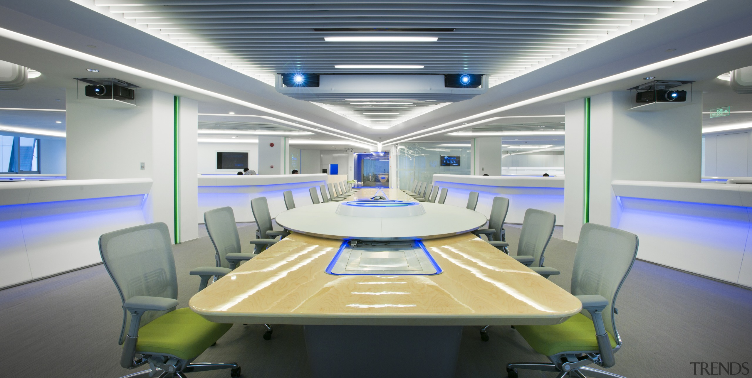 Symmetry defines the design of the new control ceiling, conference hall, interior design, office, product design, gray