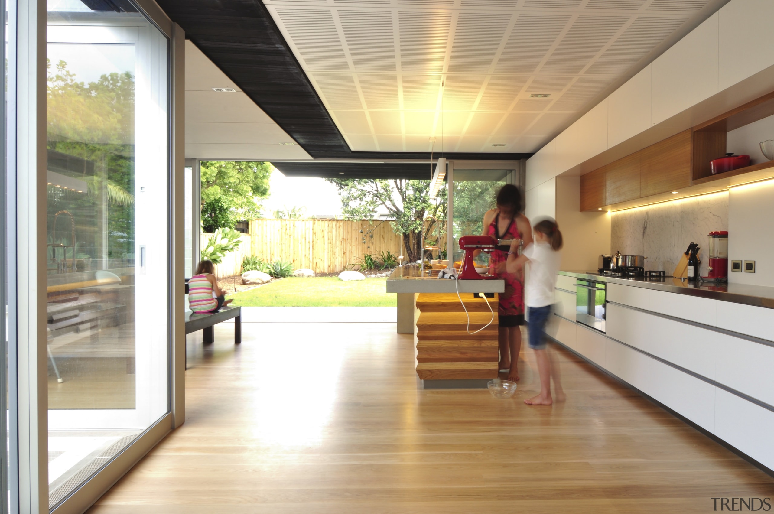 Kitchen by architect Gerrad Hall with F&amp;P appliances daylighting, floor, flooring, home, house, interior design, real estate, window, white