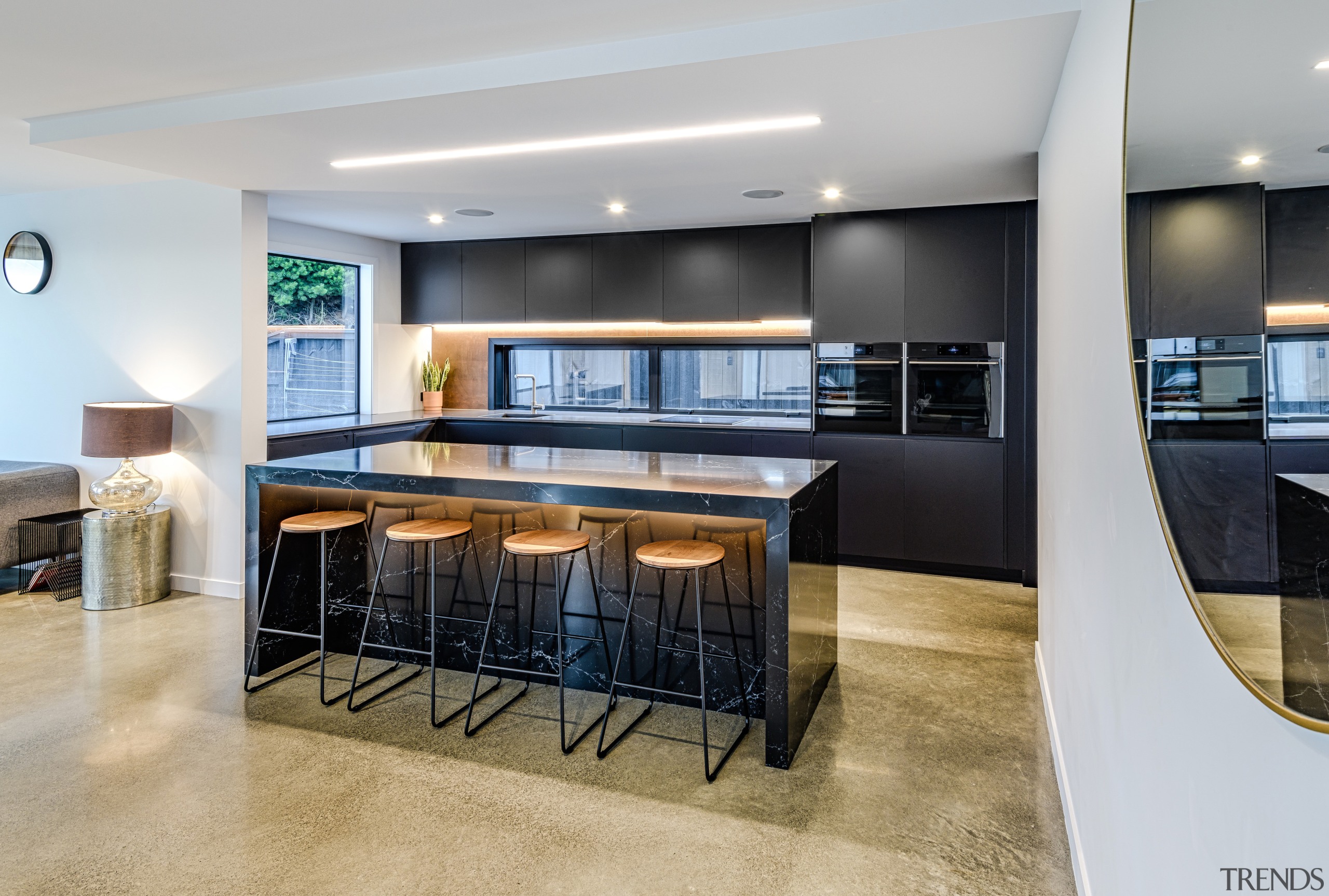 Highly Commended – Kirsty Davis Kitchen Design – apartment, architecture, building, cabinetry, ceiling, condominium, countertop, design, dining room, floor, flooring, furniture, home, house, interior design, kitchen, living room, property, real estate, room, table, gray