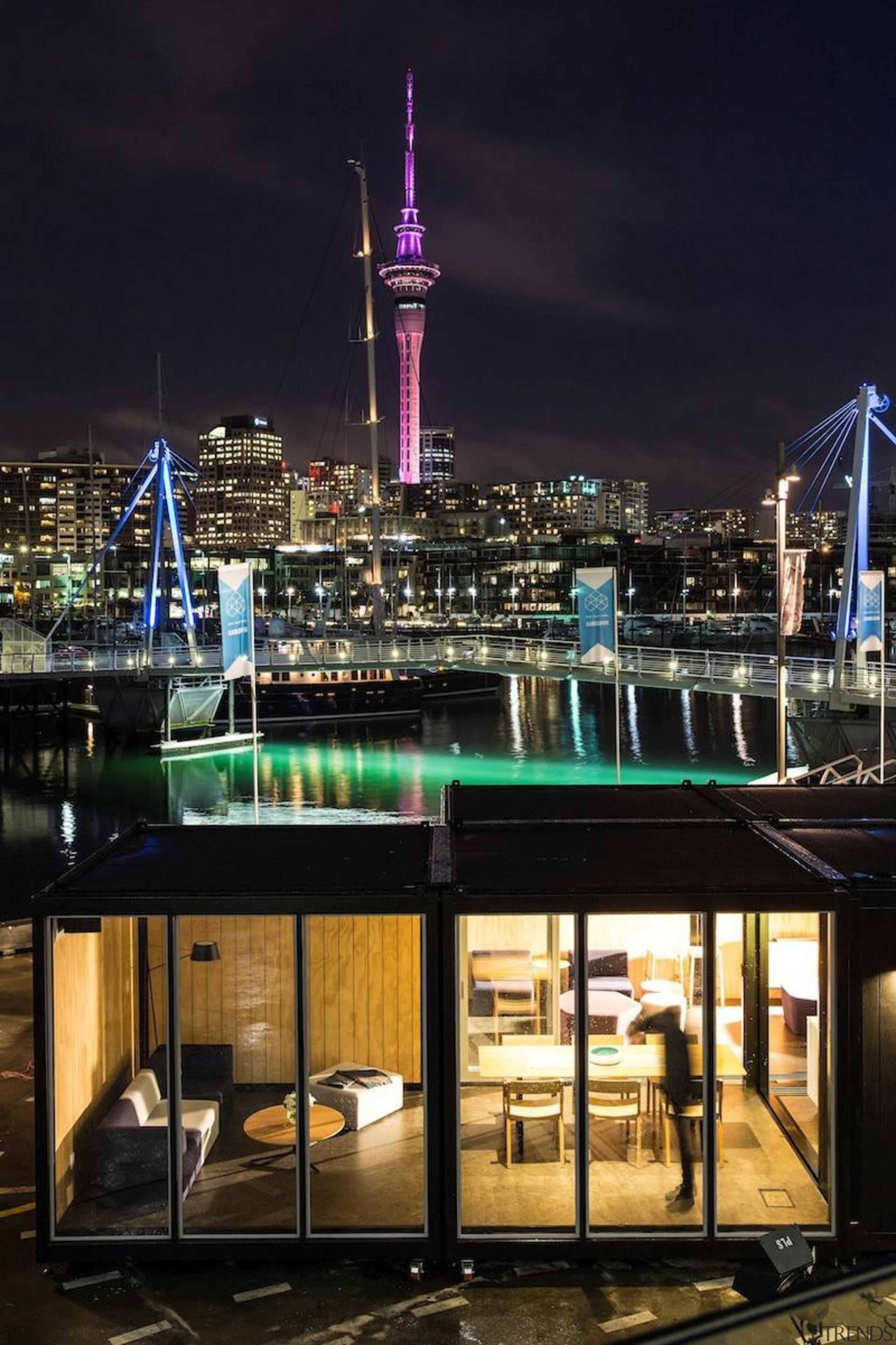 Samsung Electronics New Zealand has revealed its Home architecture, city, cityscape, metropolis, night, reflection, water, black