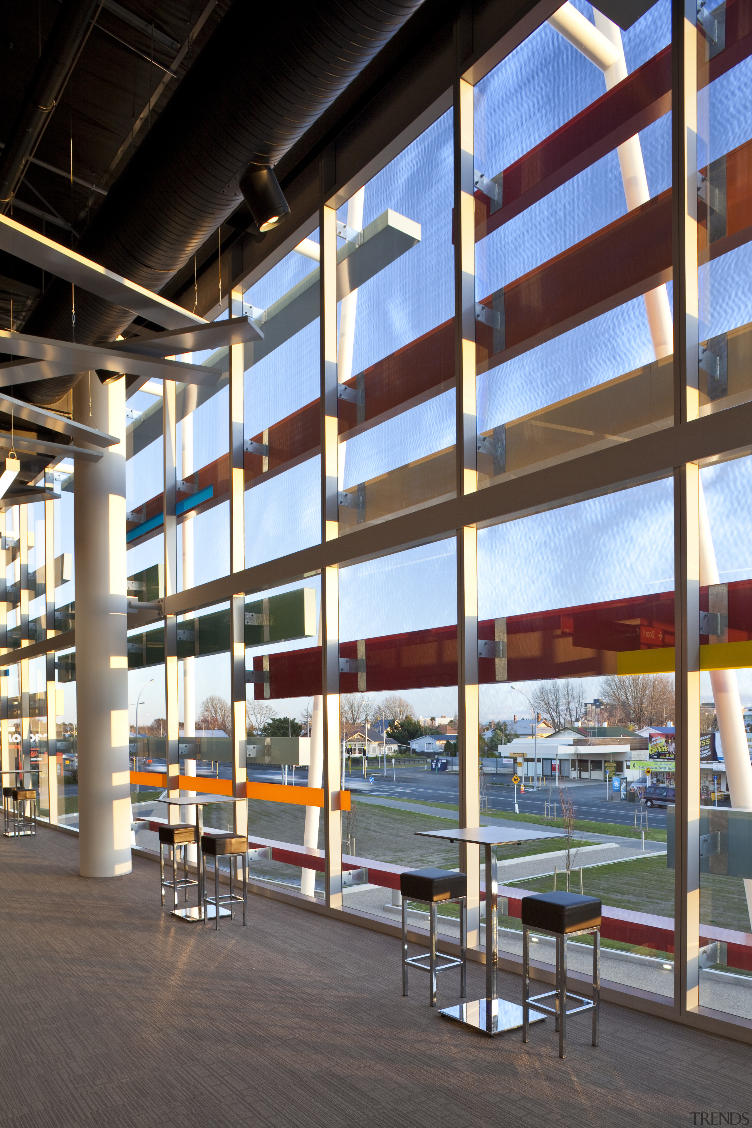 View of Claudlands Arena, Hamilton. - View of architecture, building, daylighting, structure, window