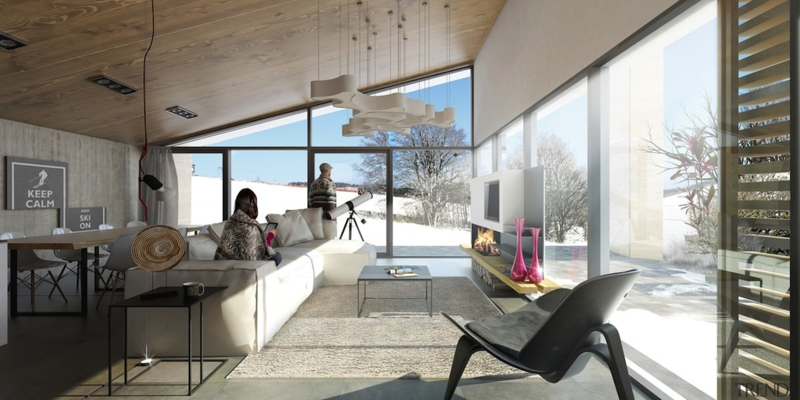 Every effort was made to maximise glass usage architecture, house, interior design, loft, real estate, window, white, gray