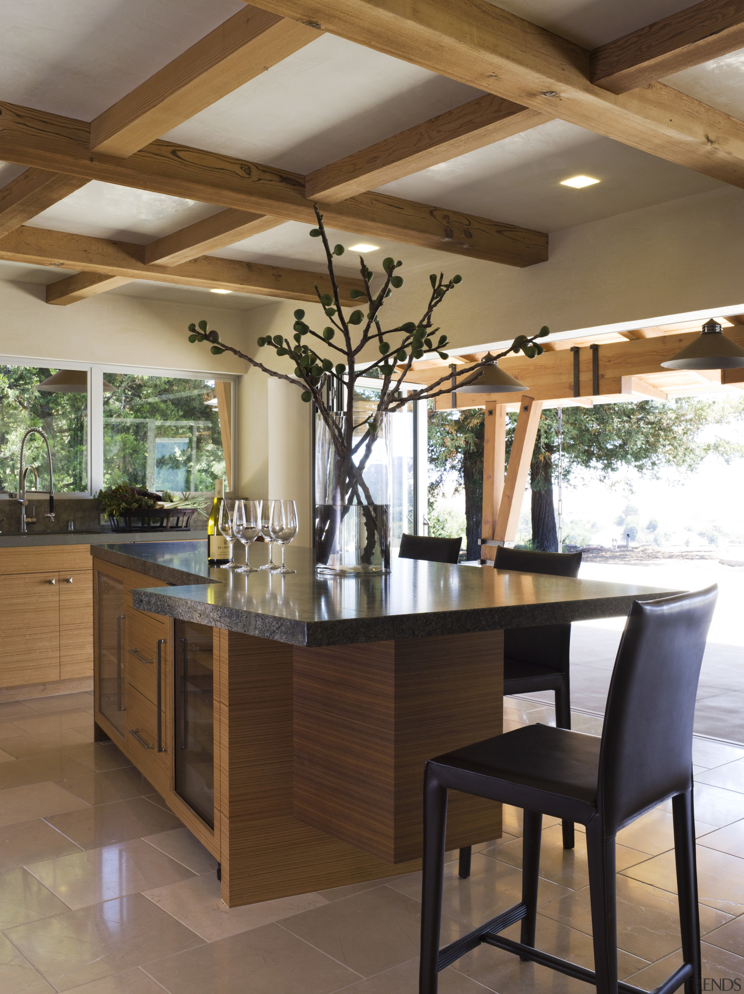 Ranch-style kitchen by Applegate Tran Interiors - Ranch-style cabinetry, ceiling, countertop, cuisine classique, furniture, interior design, kitchen, table, brown