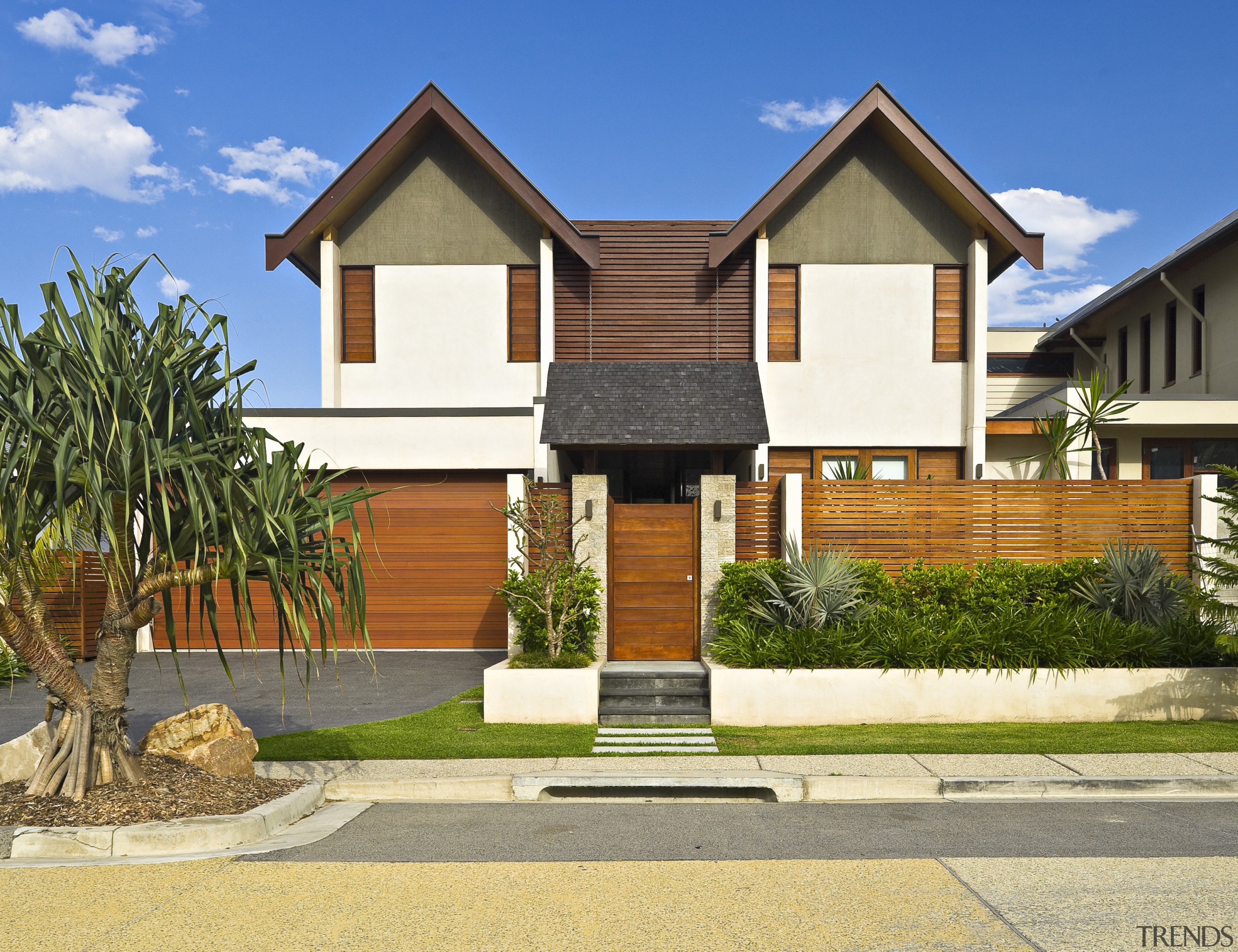 Exterior view of the front of the house building, cottage, elevation, estate, facade, home, house, neighbourhood, property, real estate, residential area, brown