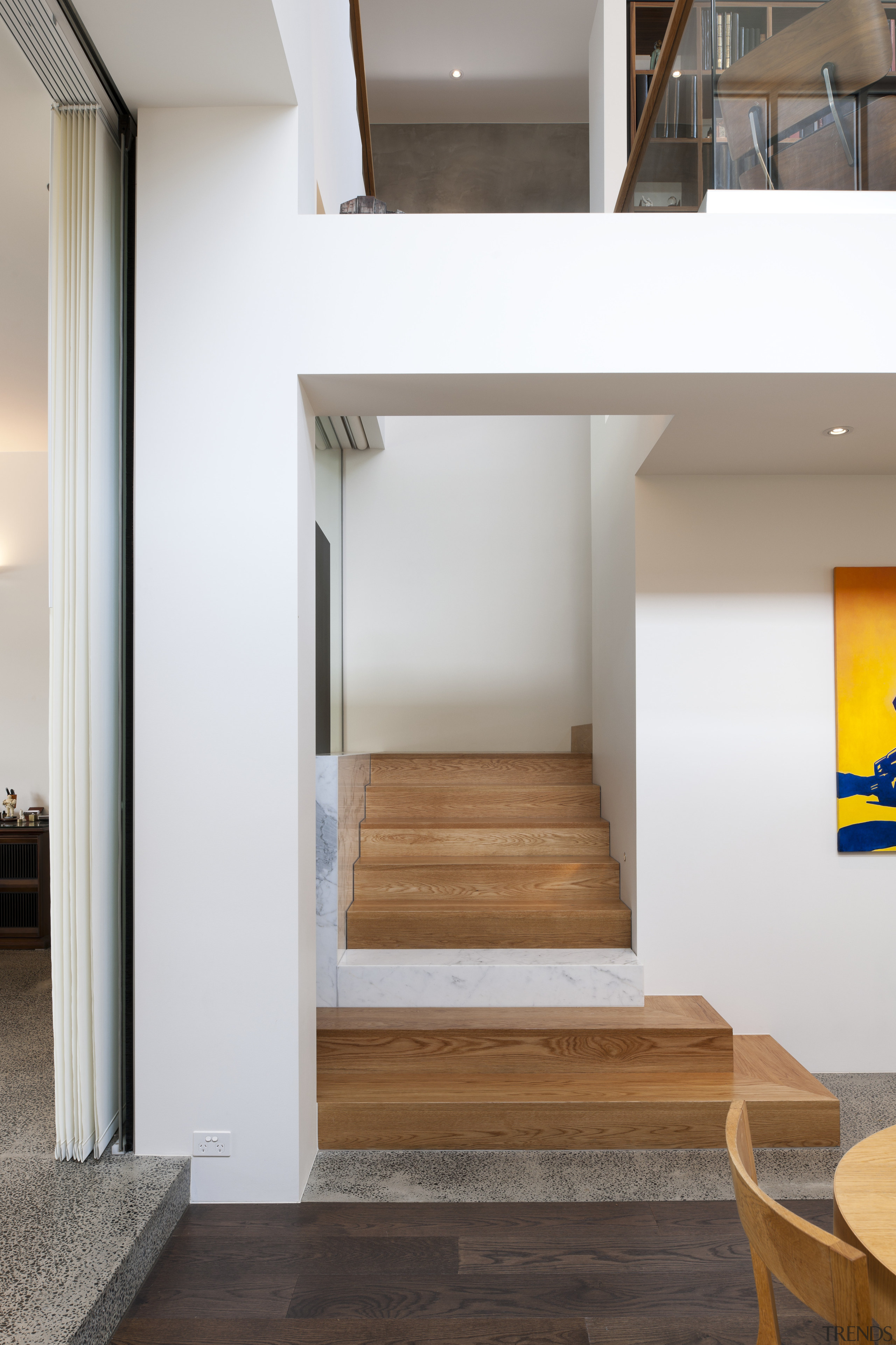 Taras Wolf contemporary family home - Taras Wolf architecture, floor, home, house, interior design, loft, stairs, wood, white, gray