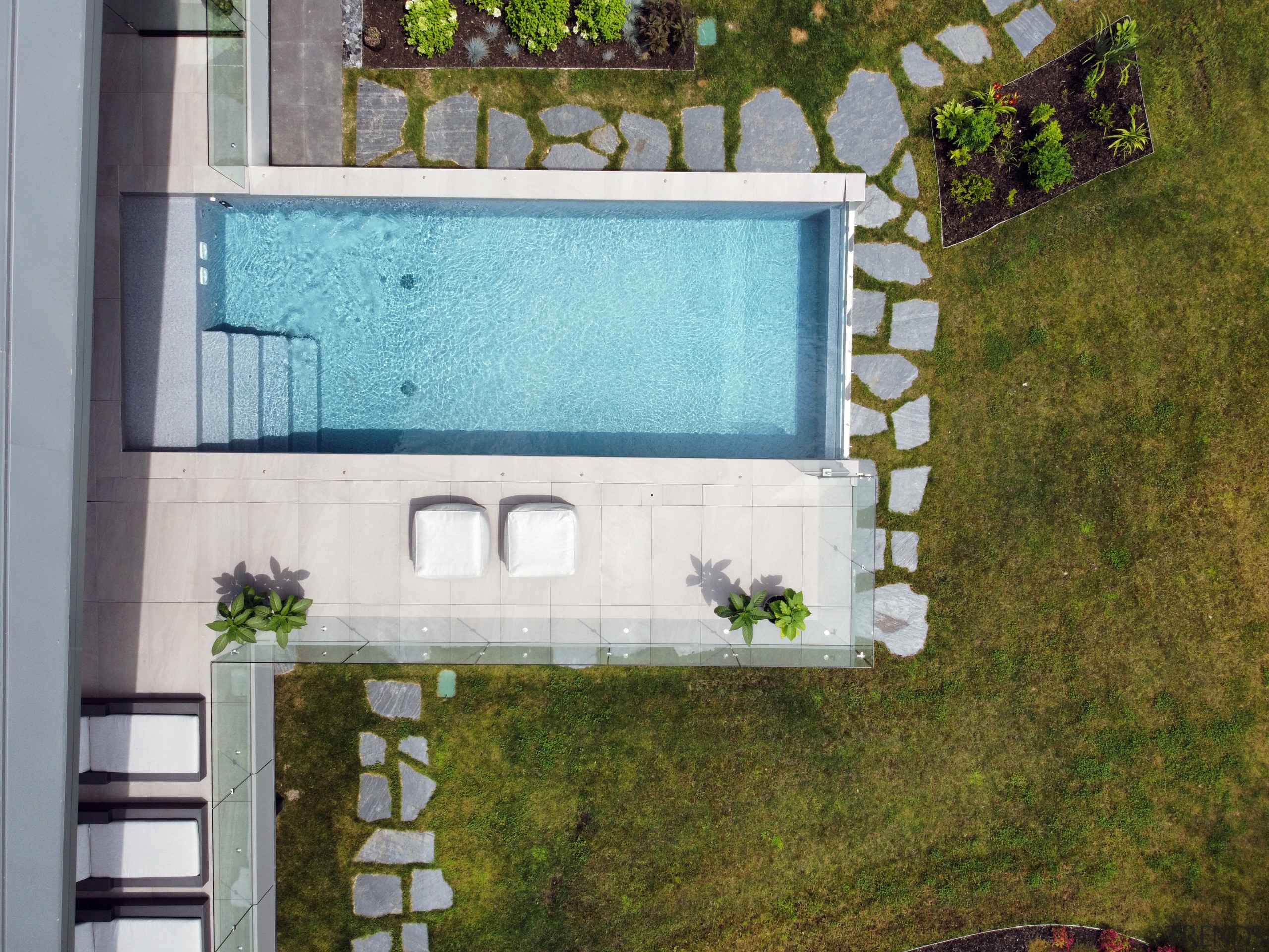 A bird's eye view of the cantilevered concrete 