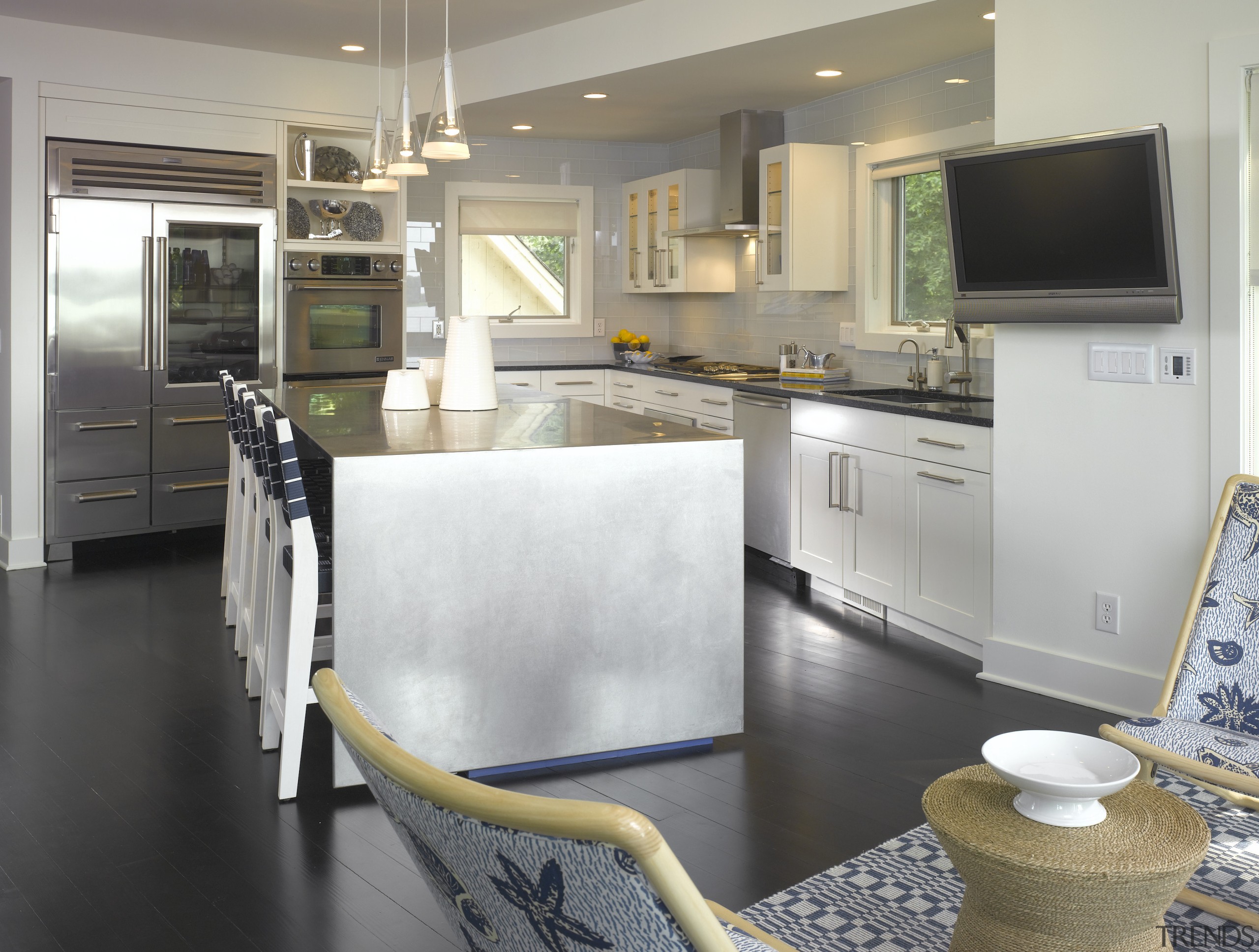 A view of the interior of the kitchen countertop, floor, flooring, interior design, kitchen, room, gray