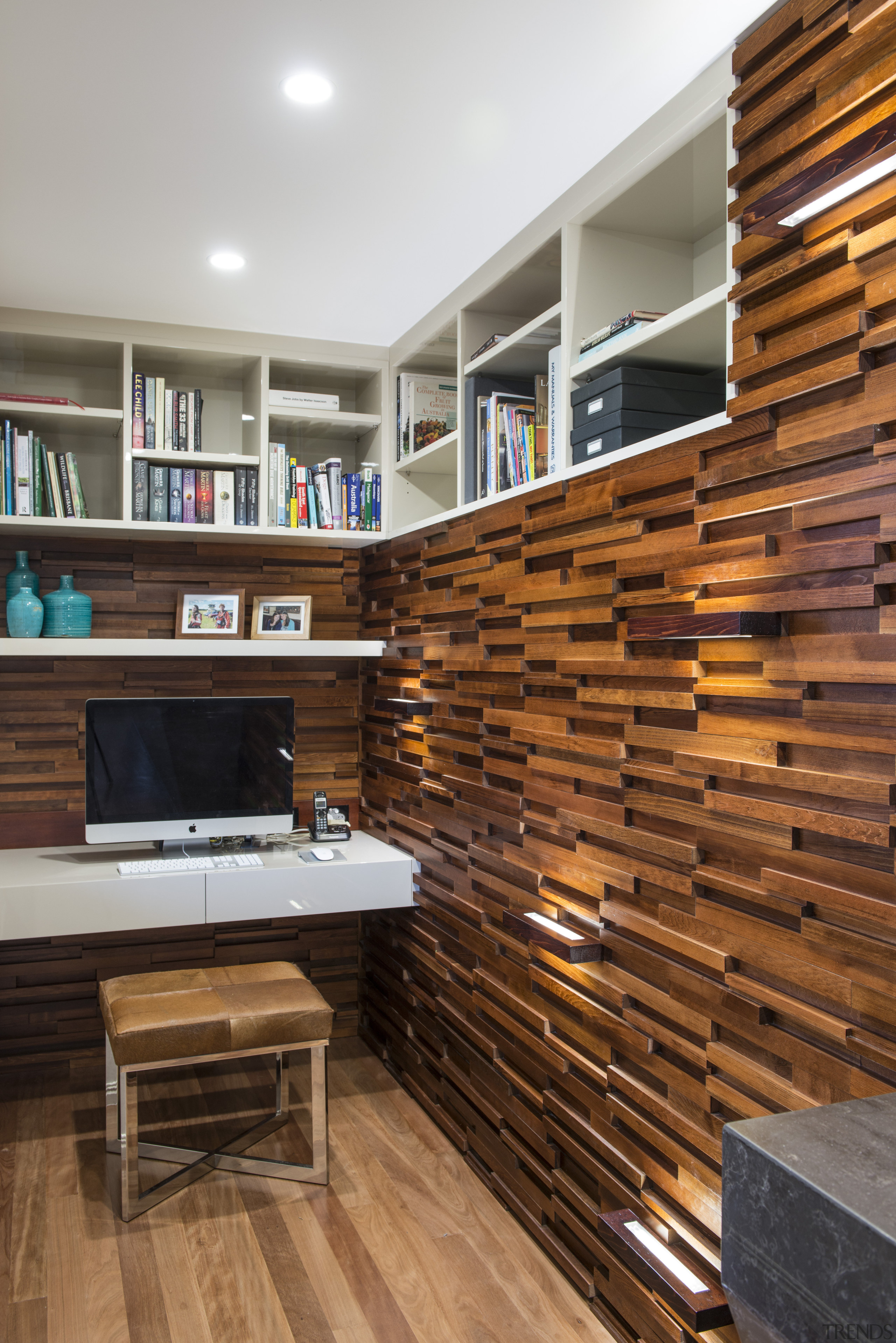 The pantry and office in this kitchen are floor, flooring, furniture, hardwood, interior design, living room, wall, wood, wood flooring, brown