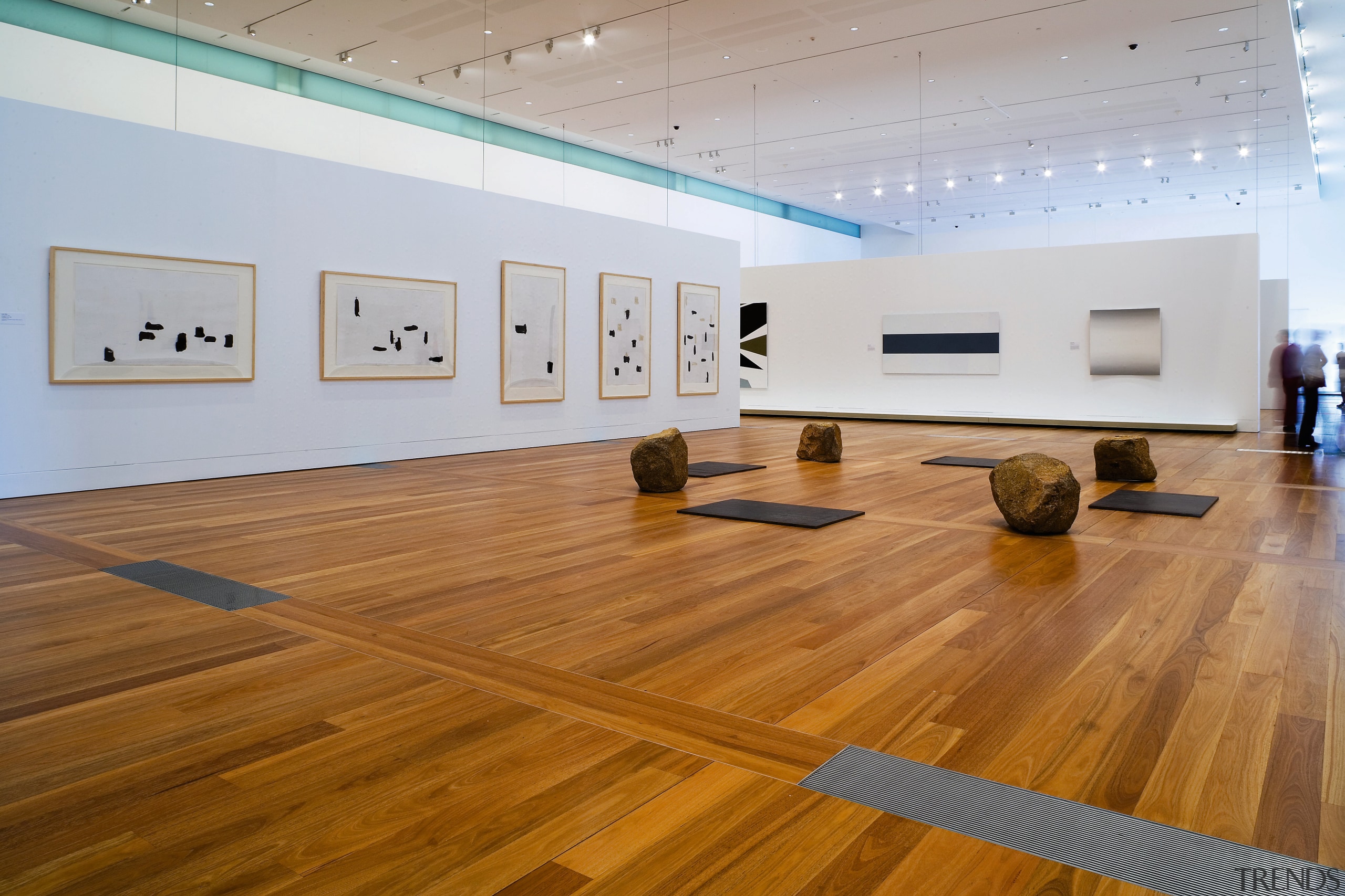 A view of some wooden flooring by Northern art gallery, exhibition, floor, flooring, hardwood, interior design, laminate flooring, museum, tourist attraction, wood, wood flooring, gray, brown