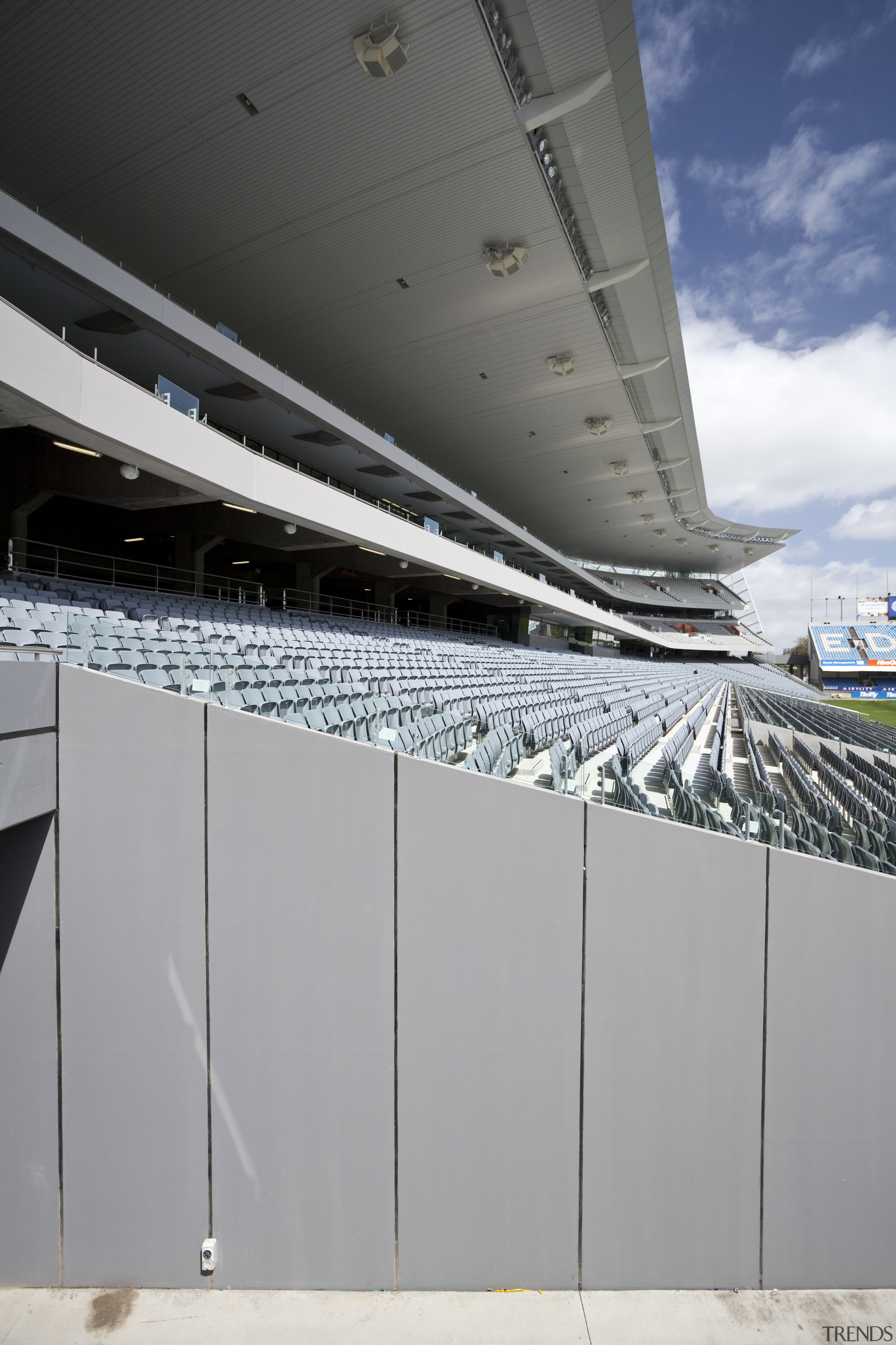 view of Eden Park which features precast concrete architecture, daylighting, line, roof, sky, structure, gray