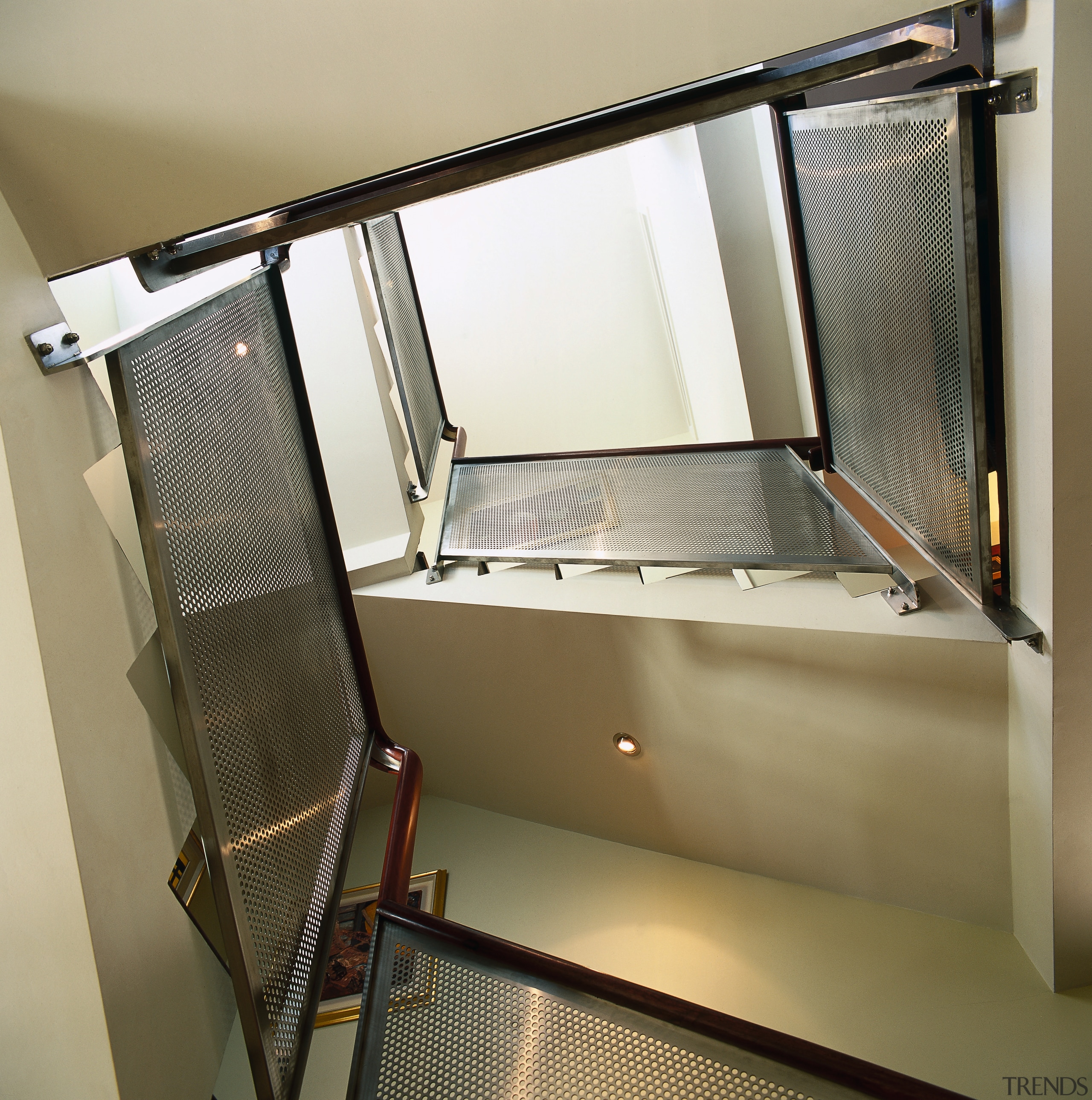 view of the staircase - view of the glass, handrail, window, brown