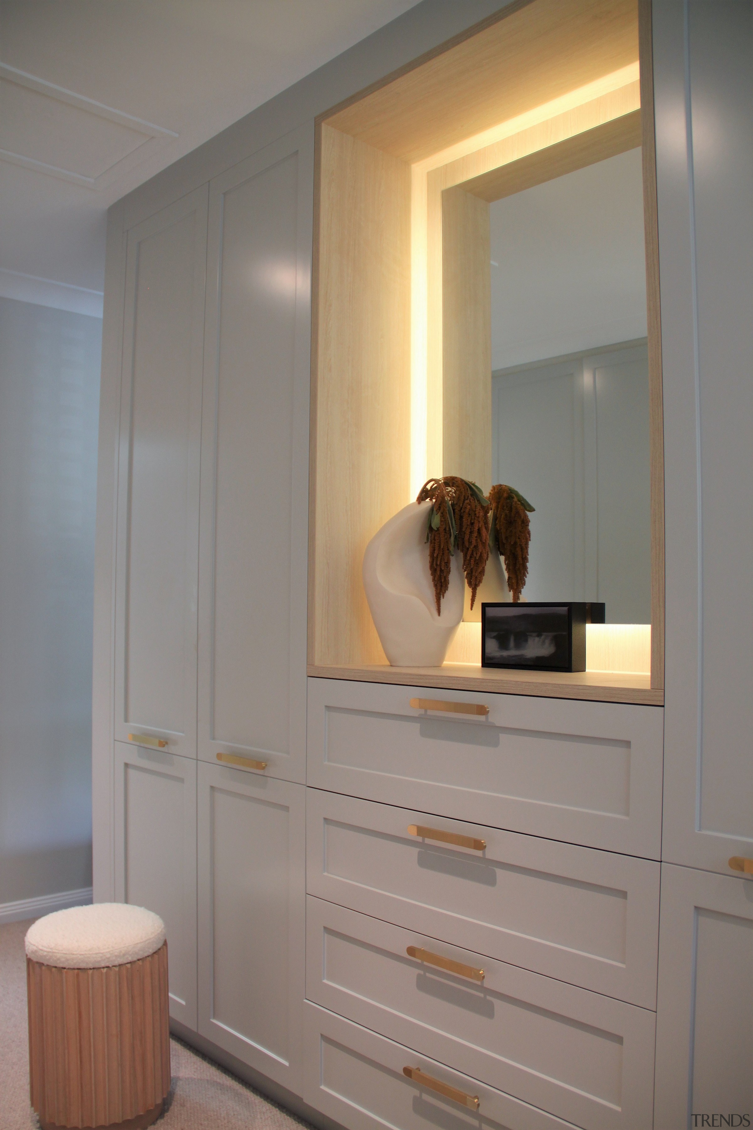 Internal lighting adds flair to thr custom joinery 