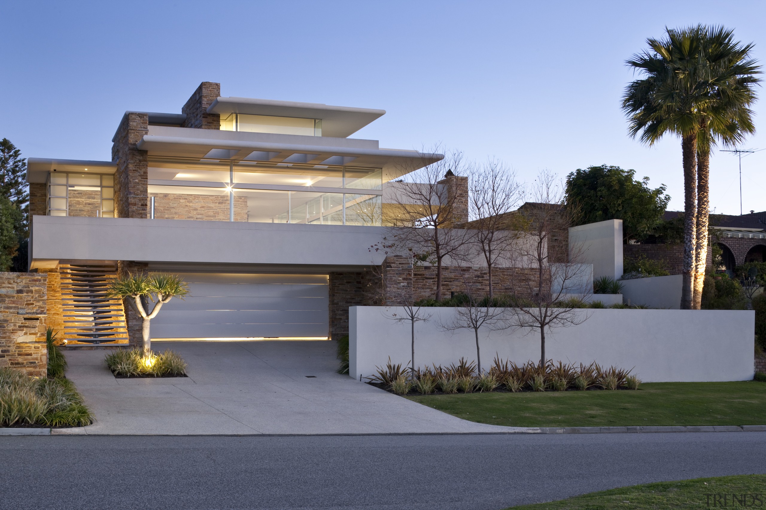 View of house with stone walls, walnut panelling architecture, building, elevation, estate, facade, home, house, official residence, property, real estate, residential area, villa, gray, teal