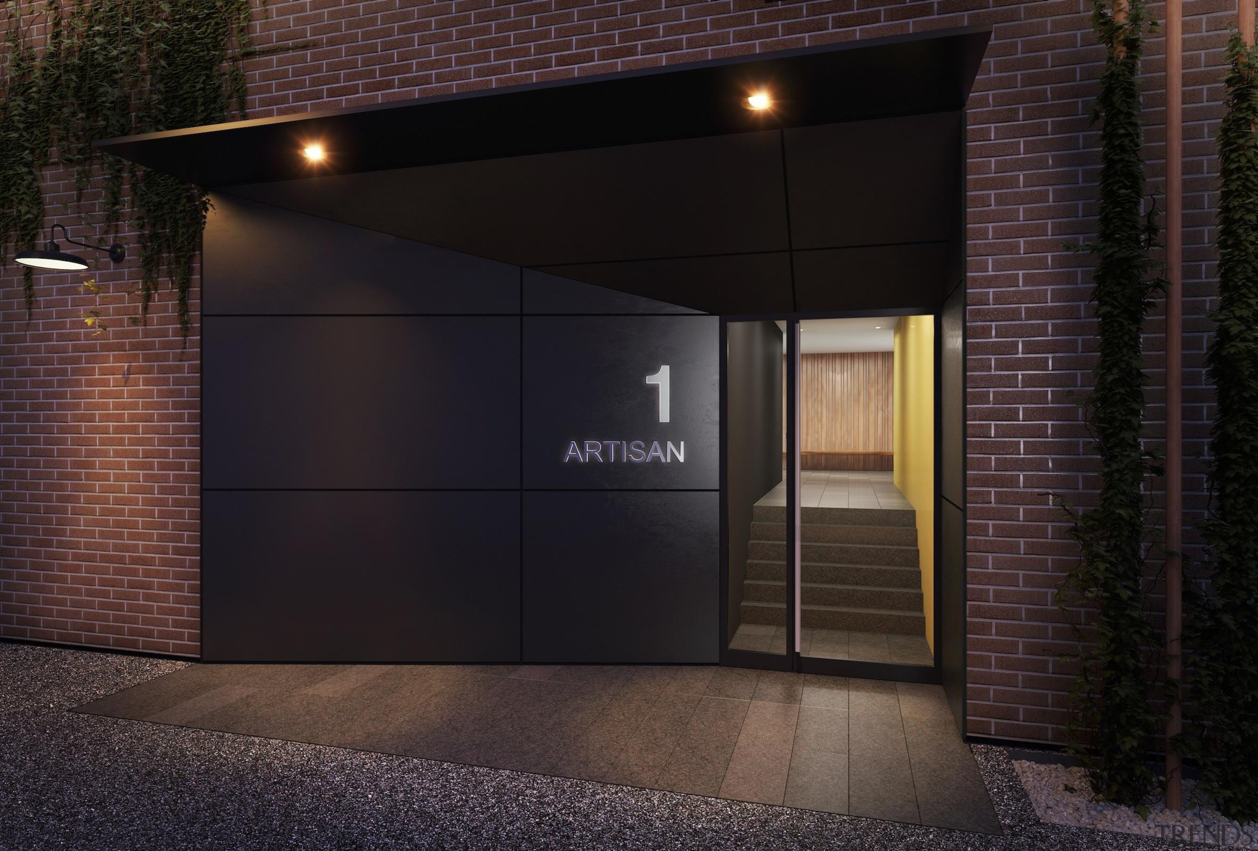 The first stage of Wynyard Central is an architecture, door, facade, real estate, black