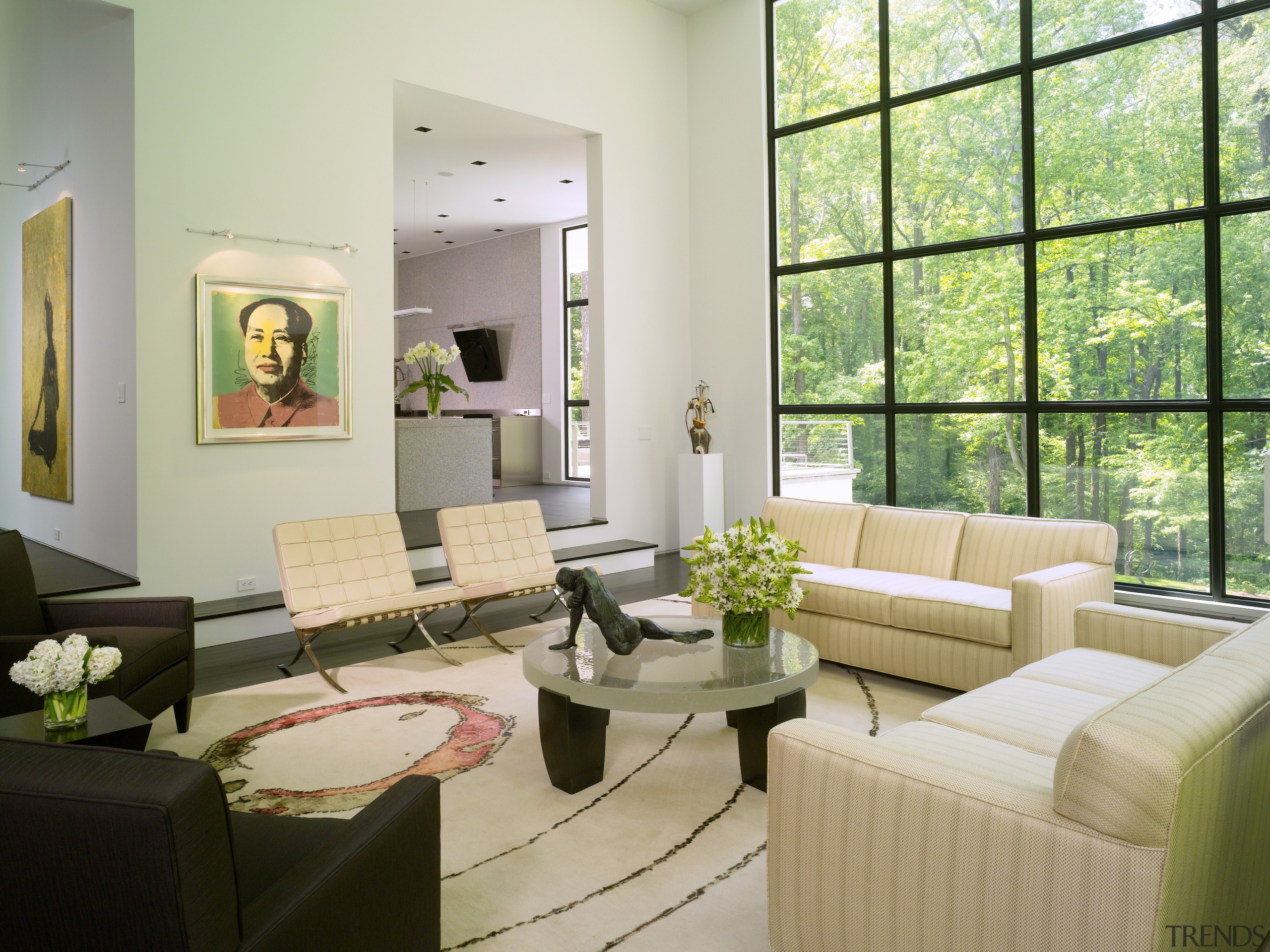 View of lounge with light-toned couches. - View ceiling, furniture, home, interior design, living room, real estate, room, window, gray