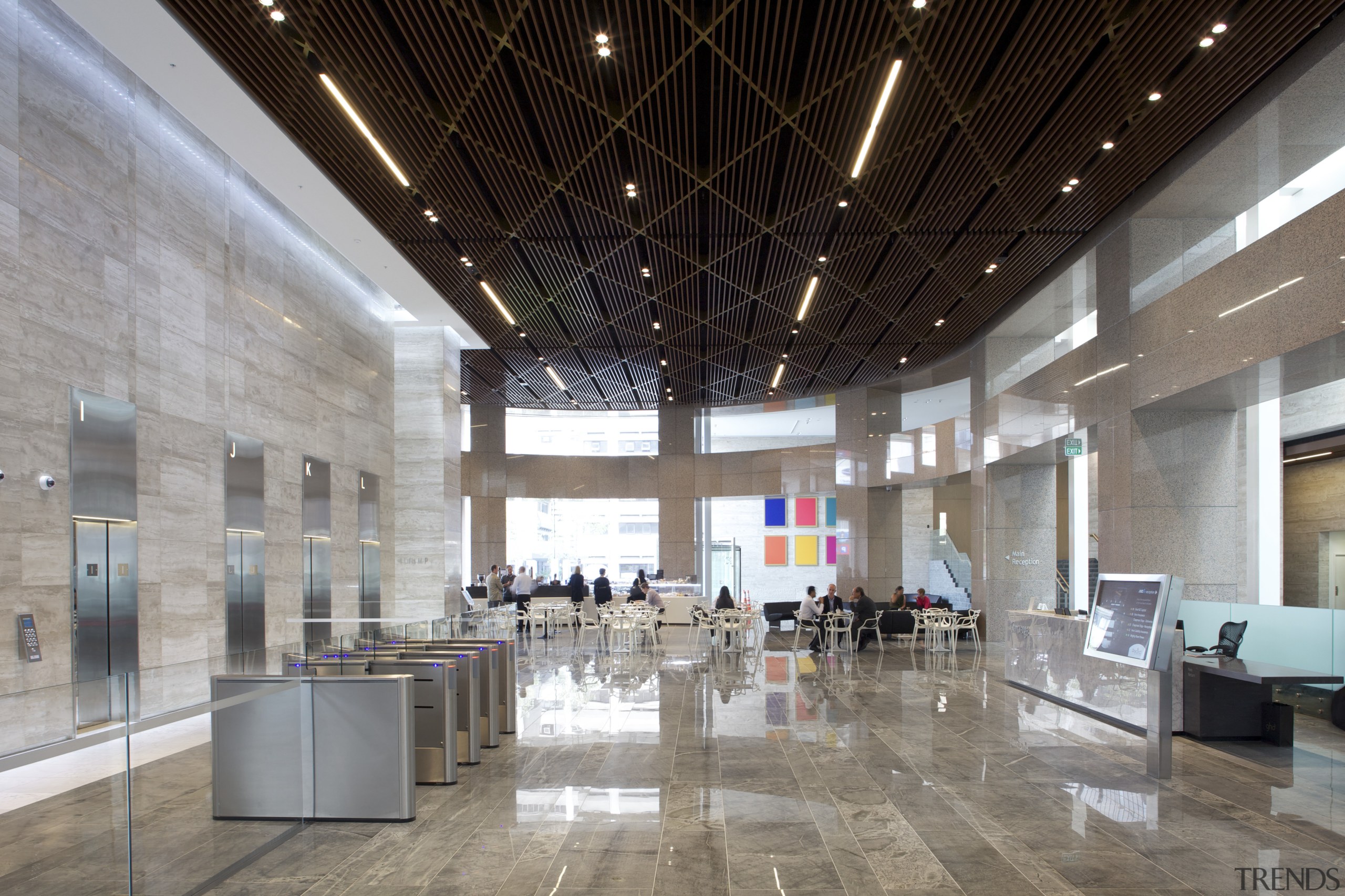 The regeneration and modernisation of one of  ceiling, daylighting, interior design, lobby, gray