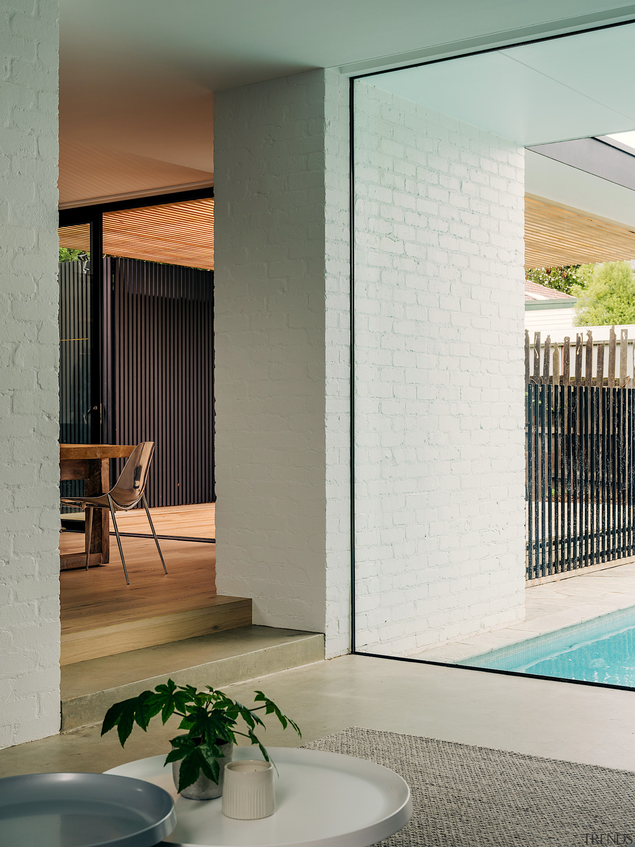 The living room orients to the south where 