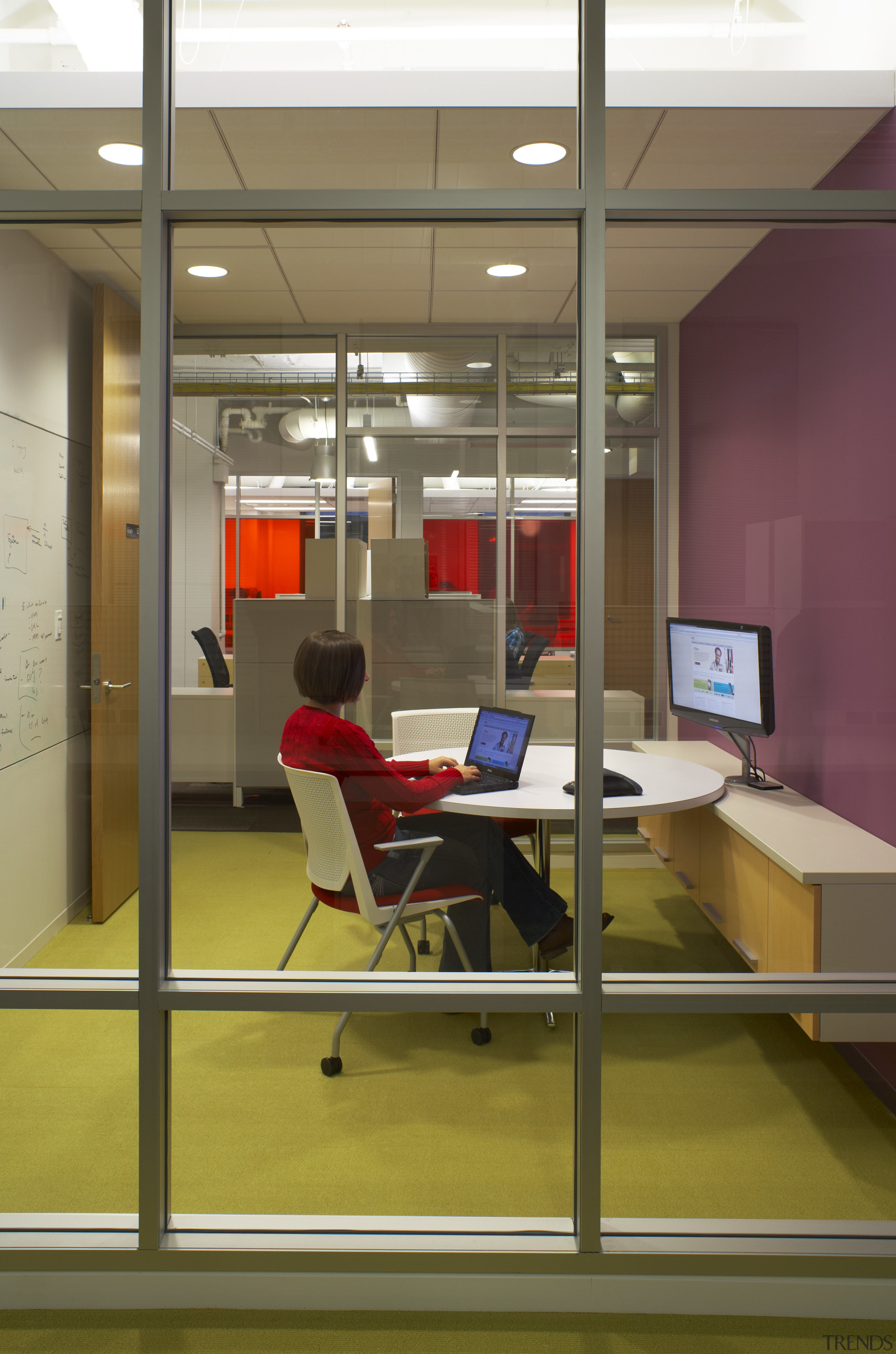 View of a conference / video-conference room. - floor, flooring, furniture, institution, interior design, office, brown