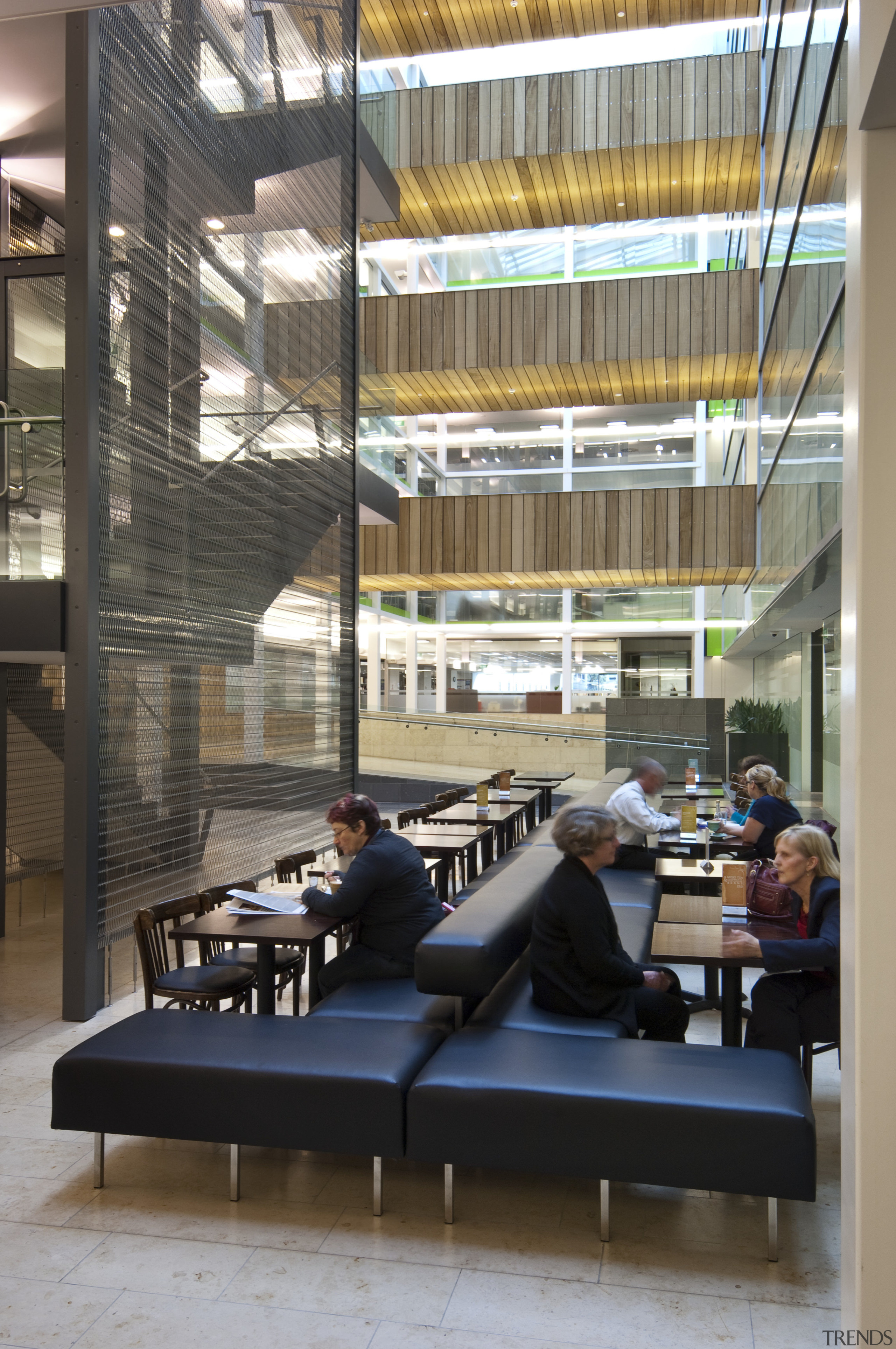 View of the interior of the Vogel Center architecture, building, daylighting, furniture, institution, interior design, library, library science, lobby, public library, shelving, gray