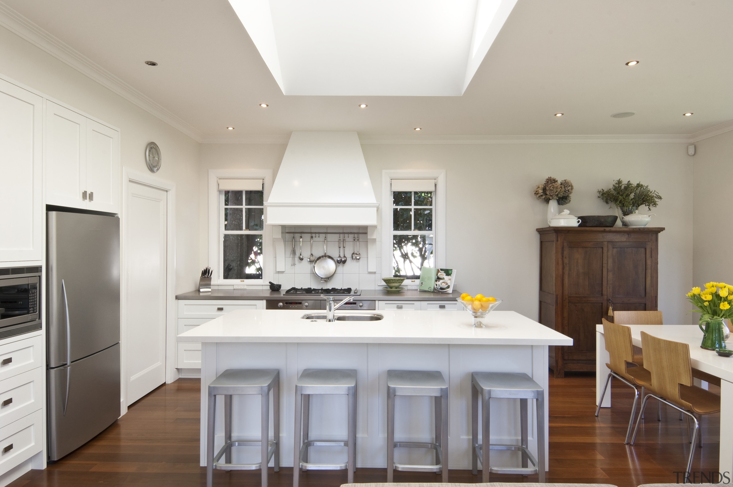 View of the extension to this 1930s home ceiling, countertop, cuisine classique, interior design, kitchen, real estate, room, gray