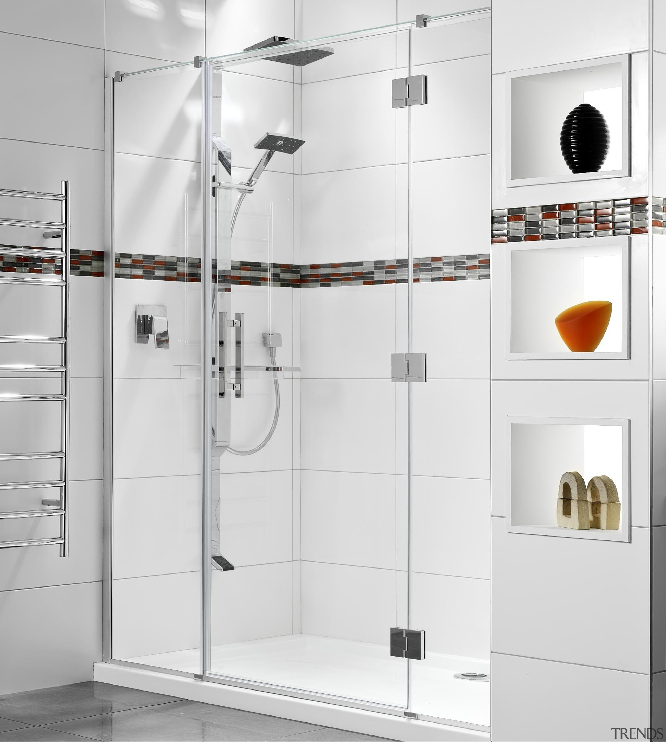 Designed specifically for modern New Zealand bathrooms, the angle, bathroom, plumbing fixture, shower, shower door, tap, white