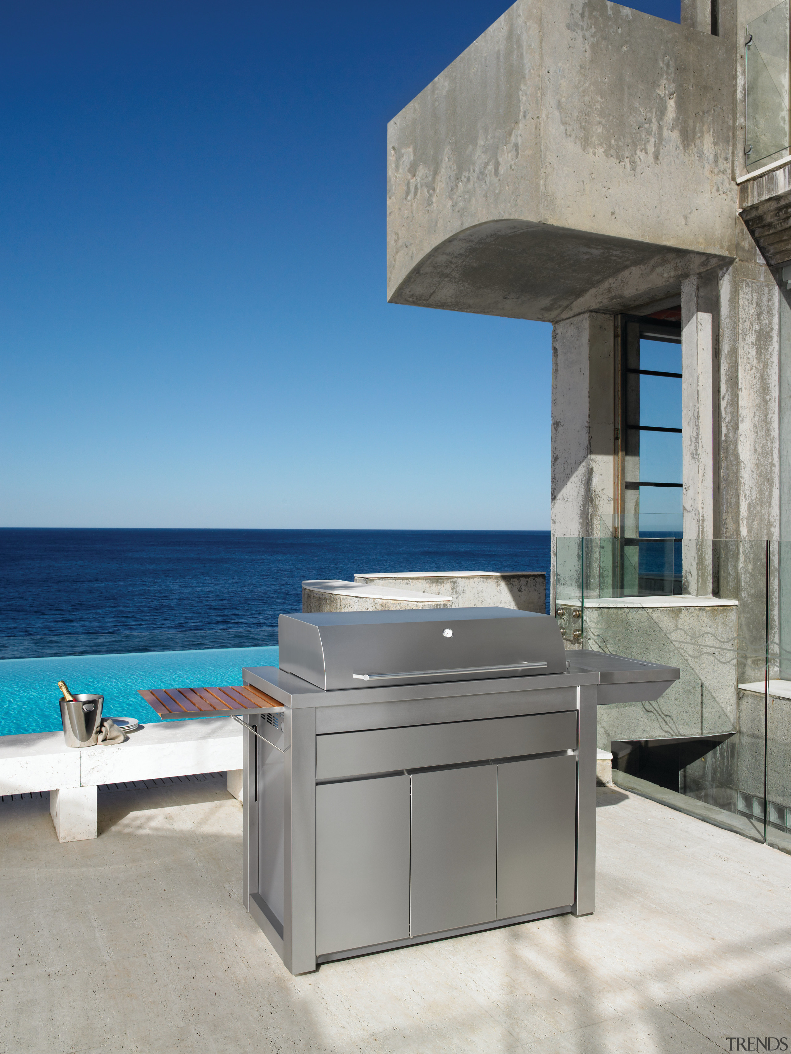 View of an outdoor entertaining area with barbeque gray