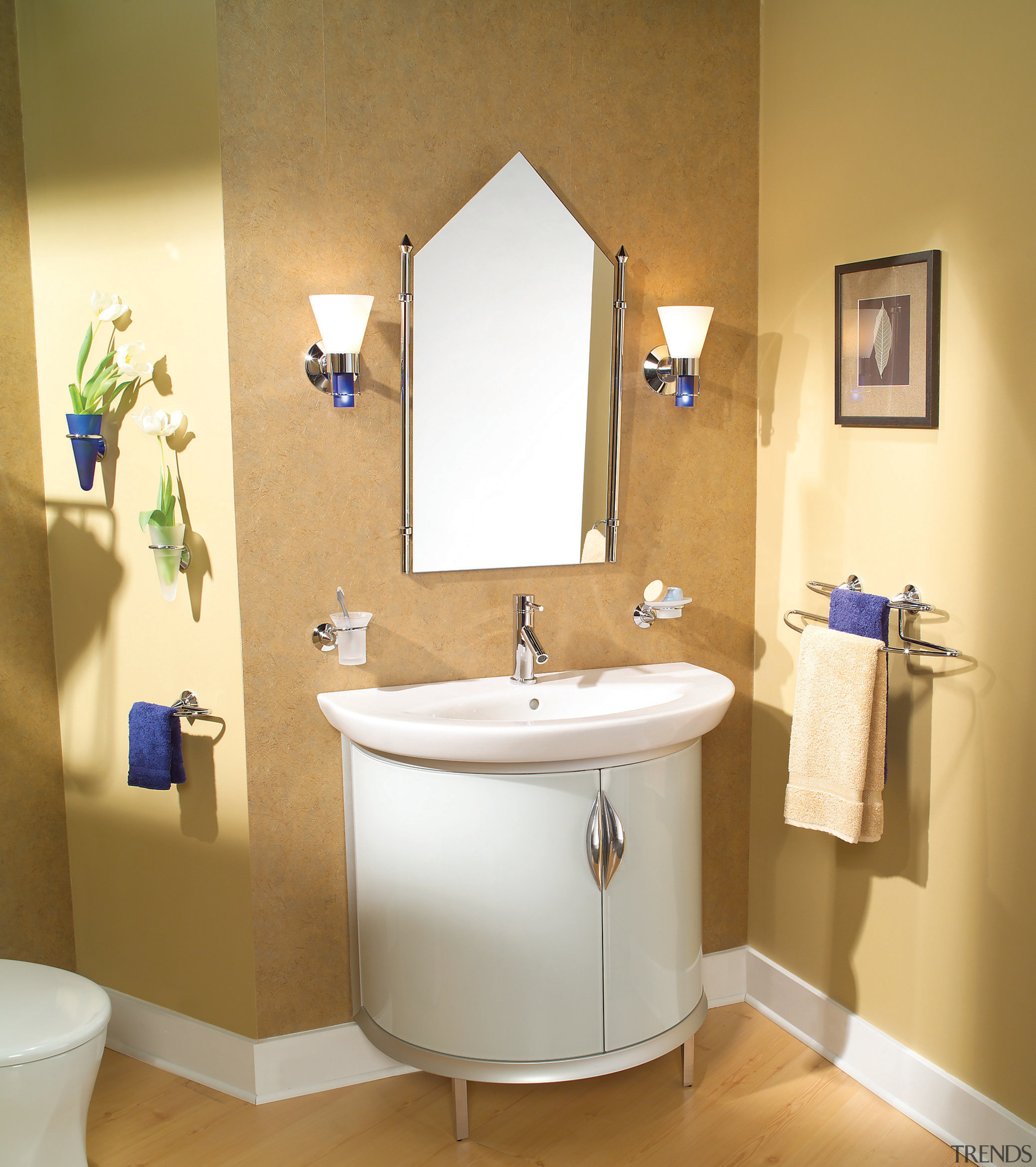 View of the vanity unit - View of bathroom, bathroom accessory, bathroom cabinet, bathroom sink, interior design, plumbing fixture, product design, room, sink, toilet, toilet seat, orange, brown, white