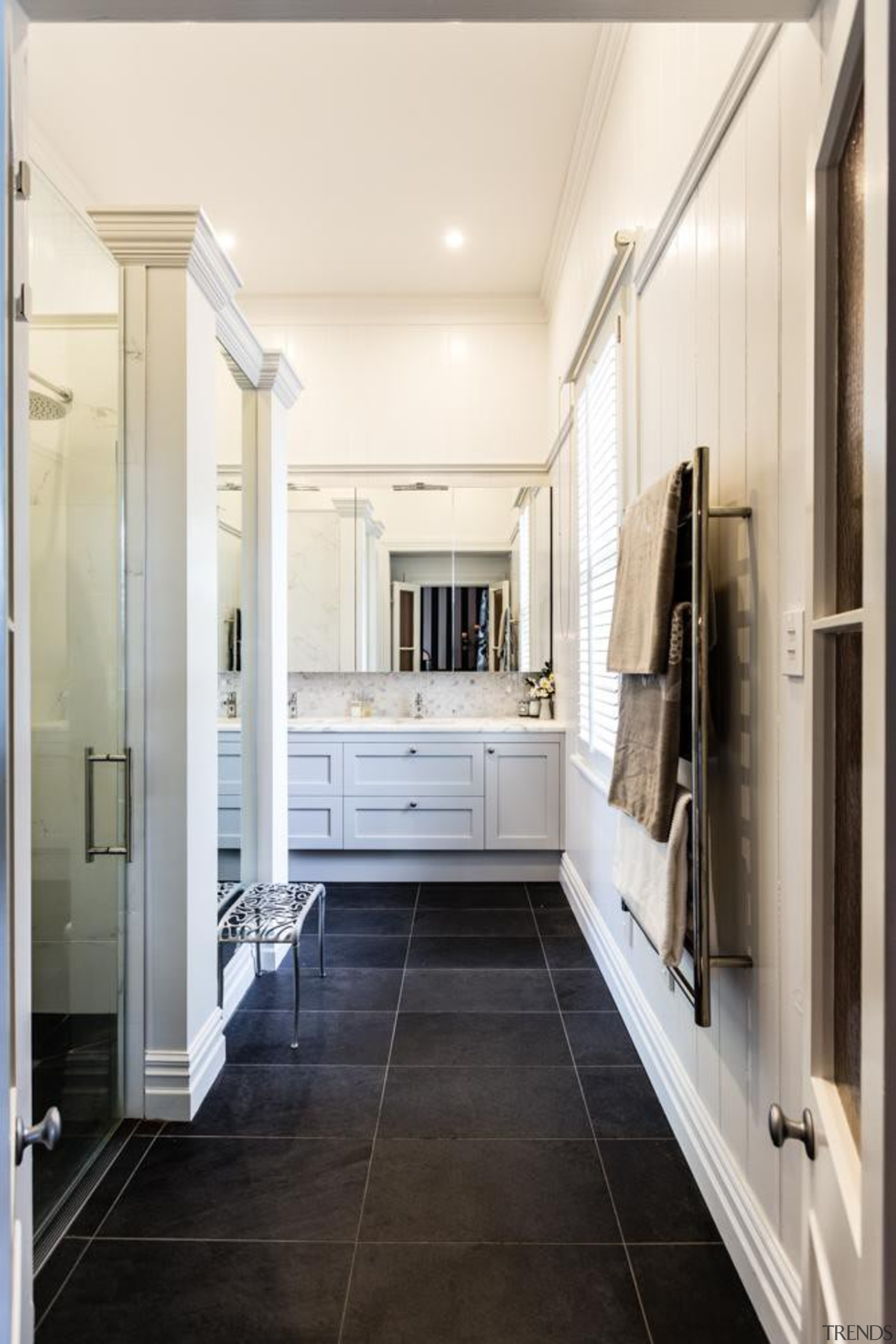 Classic Villa - Classic Villa - bathroom | bathroom, ceiling, floor, flooring, home, interior design, room, tile, wood flooring, white, black