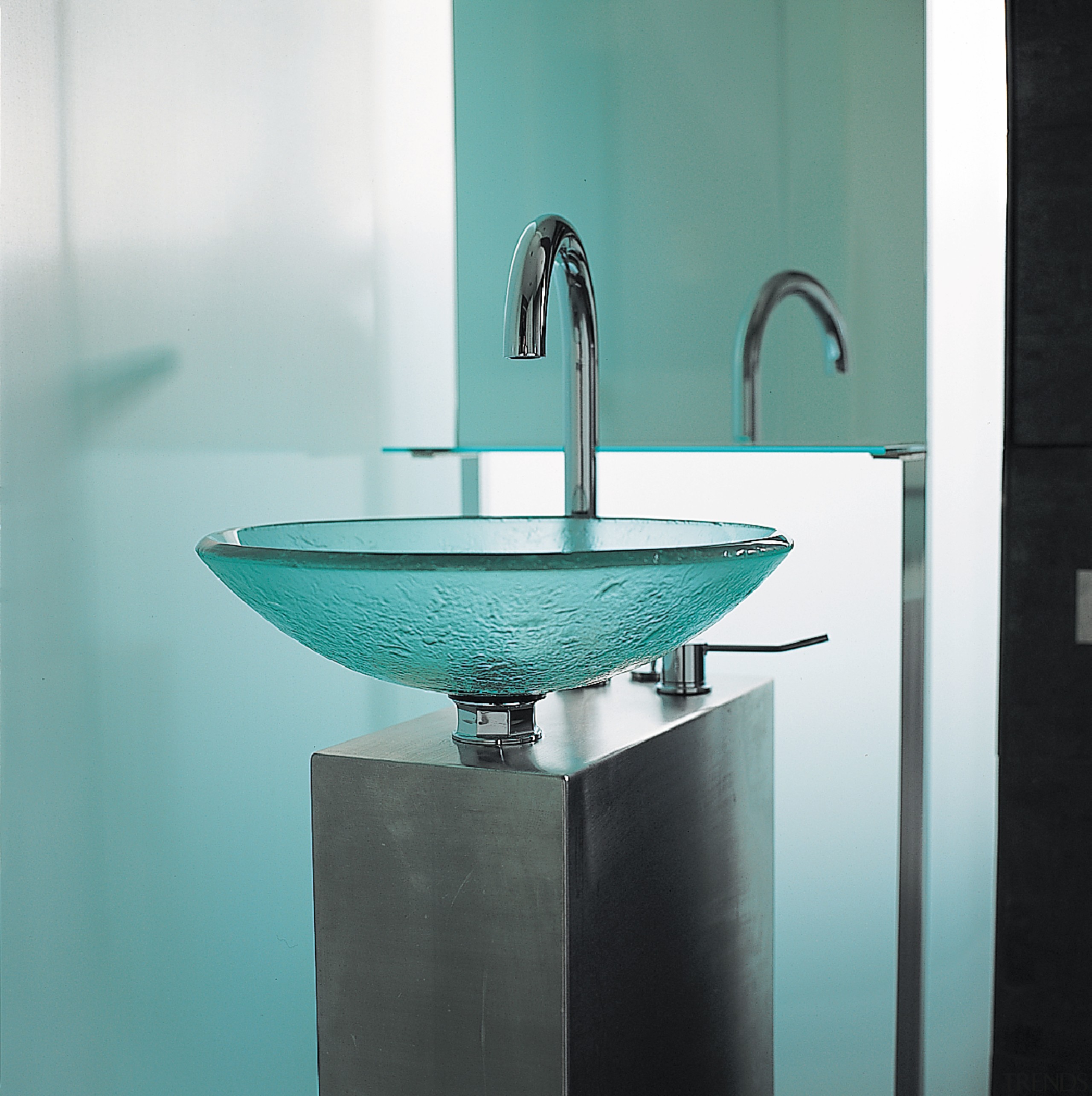 View of the basin - View of the bathroom, bathroom sink, glass, plumbing fixture, product design, sink, tap, teal, gray