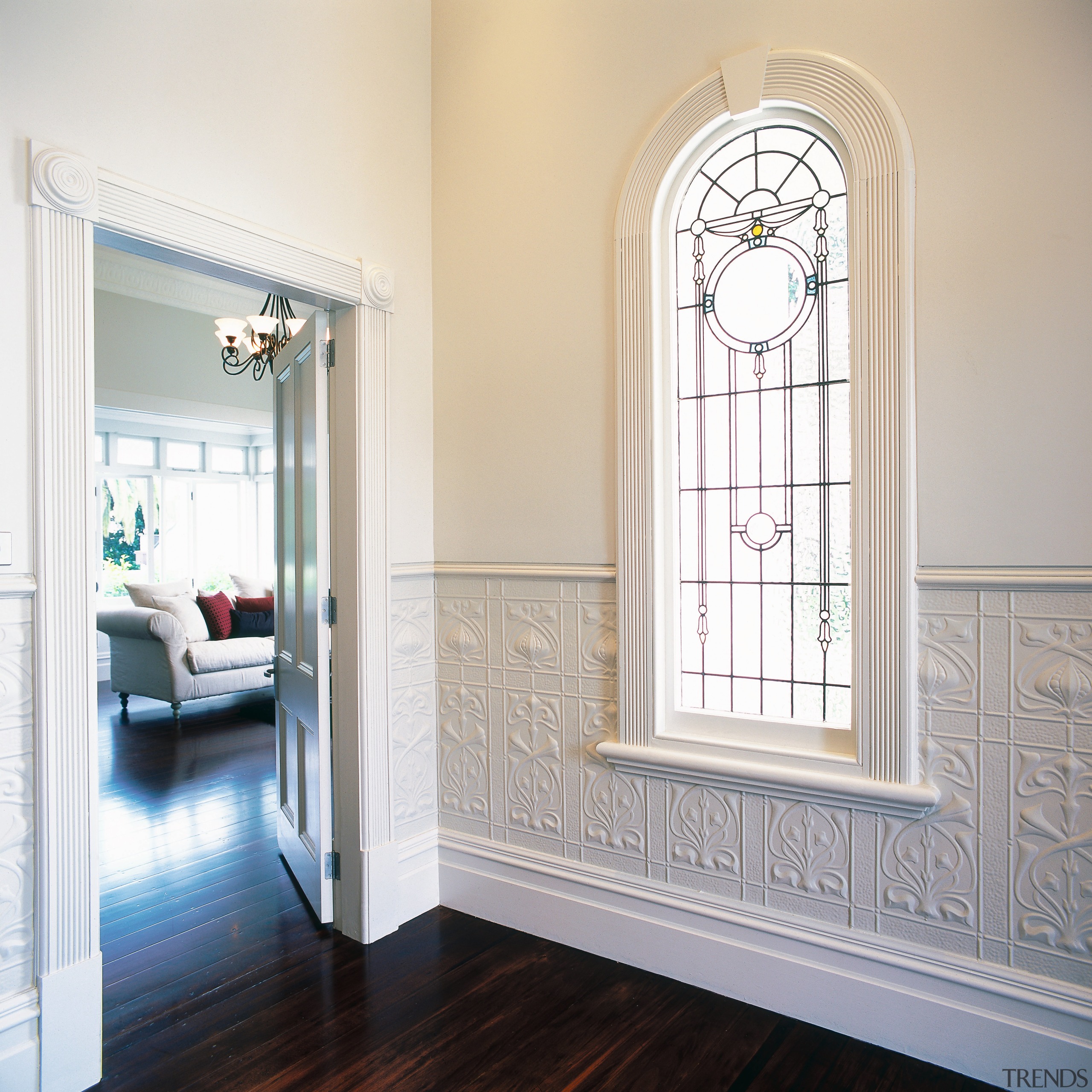 A view of the entrance way. - A ceiling, daylighting, door, estate, floor, flooring, hardwood, home, interior design, molding, real estate, room, wall, window, wood flooring, white