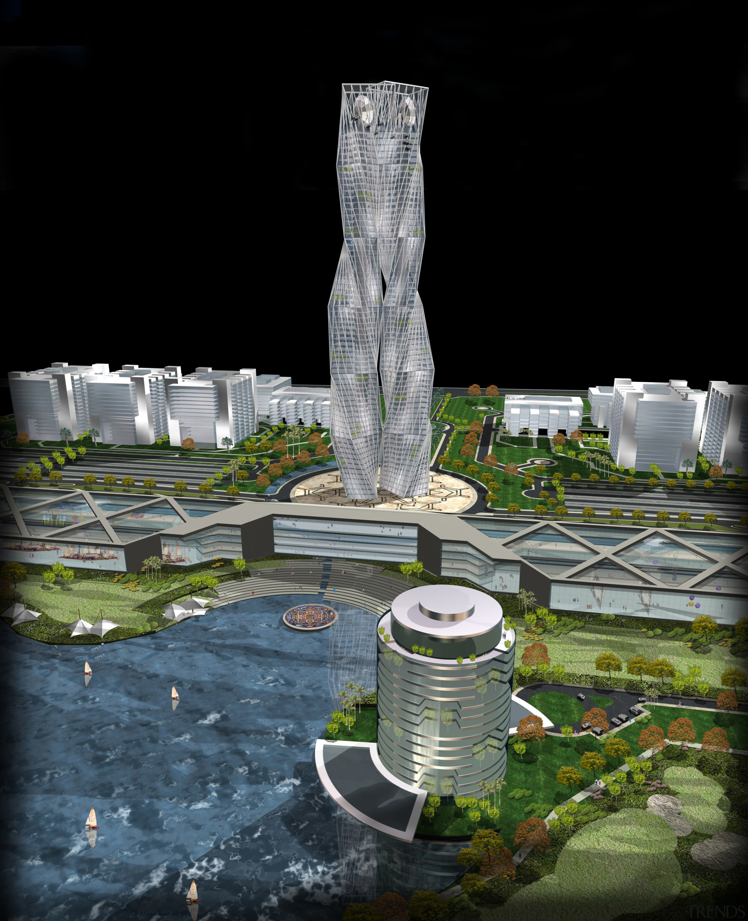 Conceptual image of SKill City in Bangalore designed architecture, landmark, memorial, monument, black