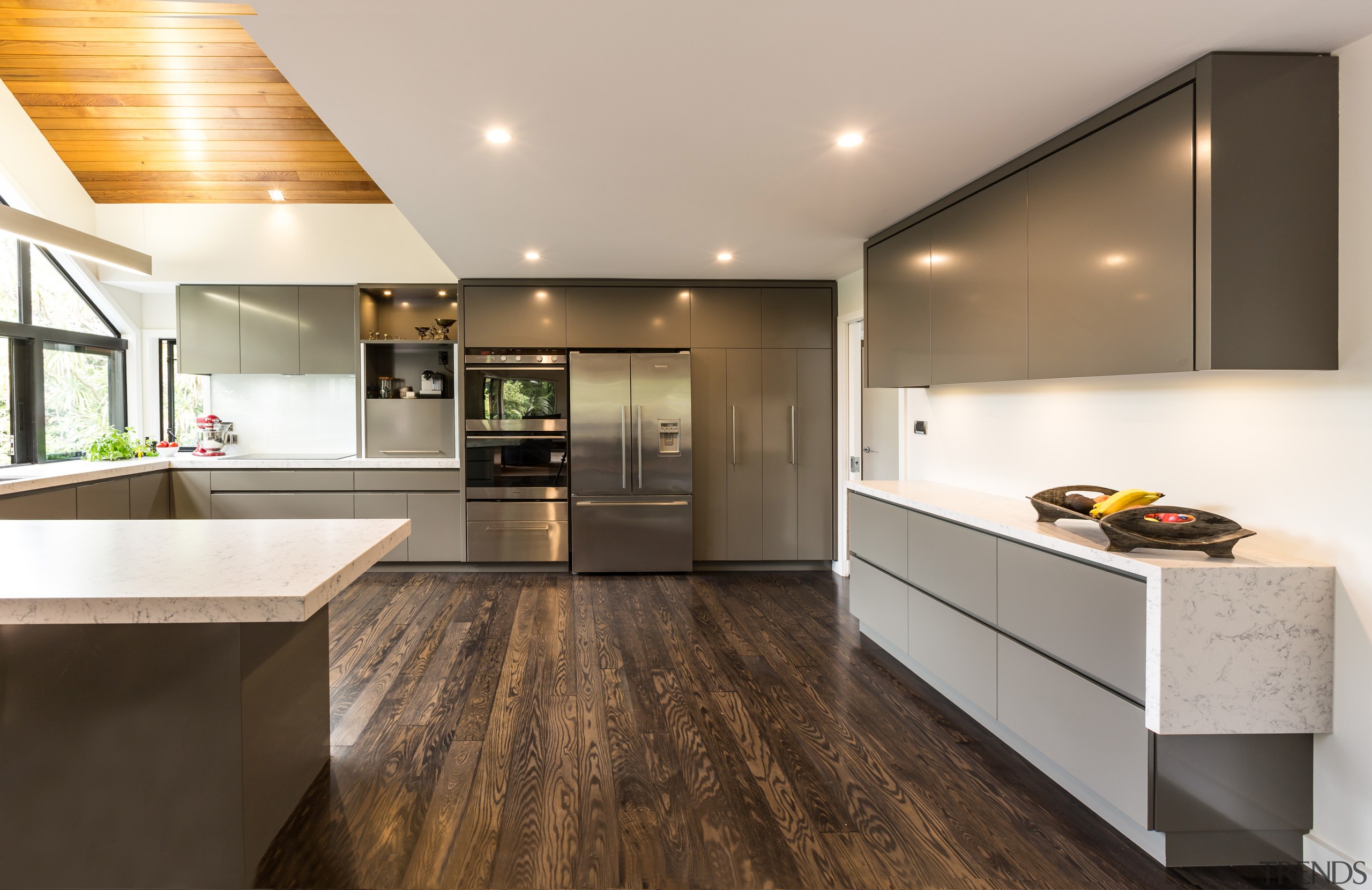 This new kitchen by Kitchens By Design teams cabinetry, countertop, cuisine classique, floor, flooring, hardwood, interior design, kitchen, laminate flooring, real estate, room, wood flooring, gray, brown