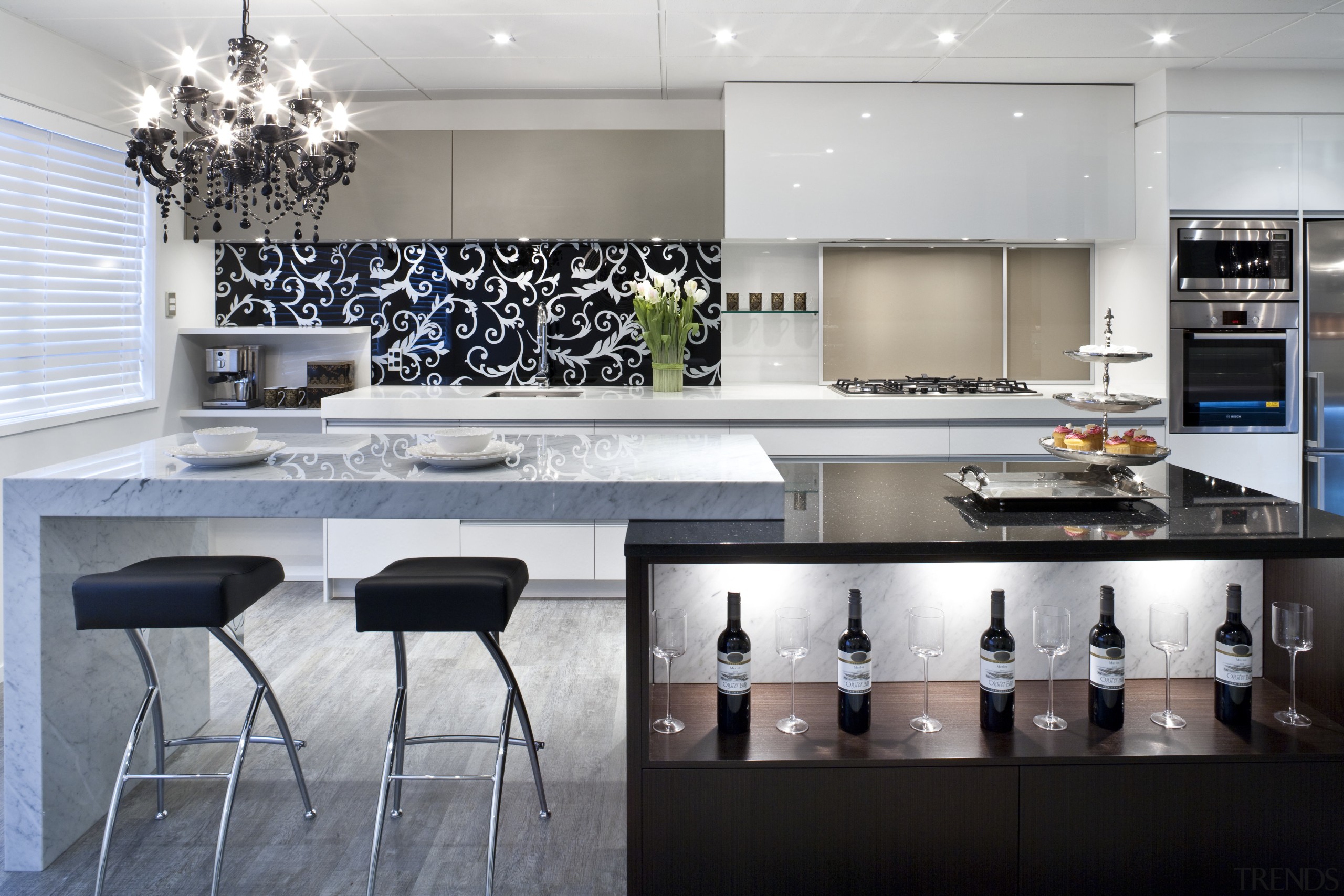 This kitchen by Yellowfox features an island with countertop, interior design, kitchen, product design, gray