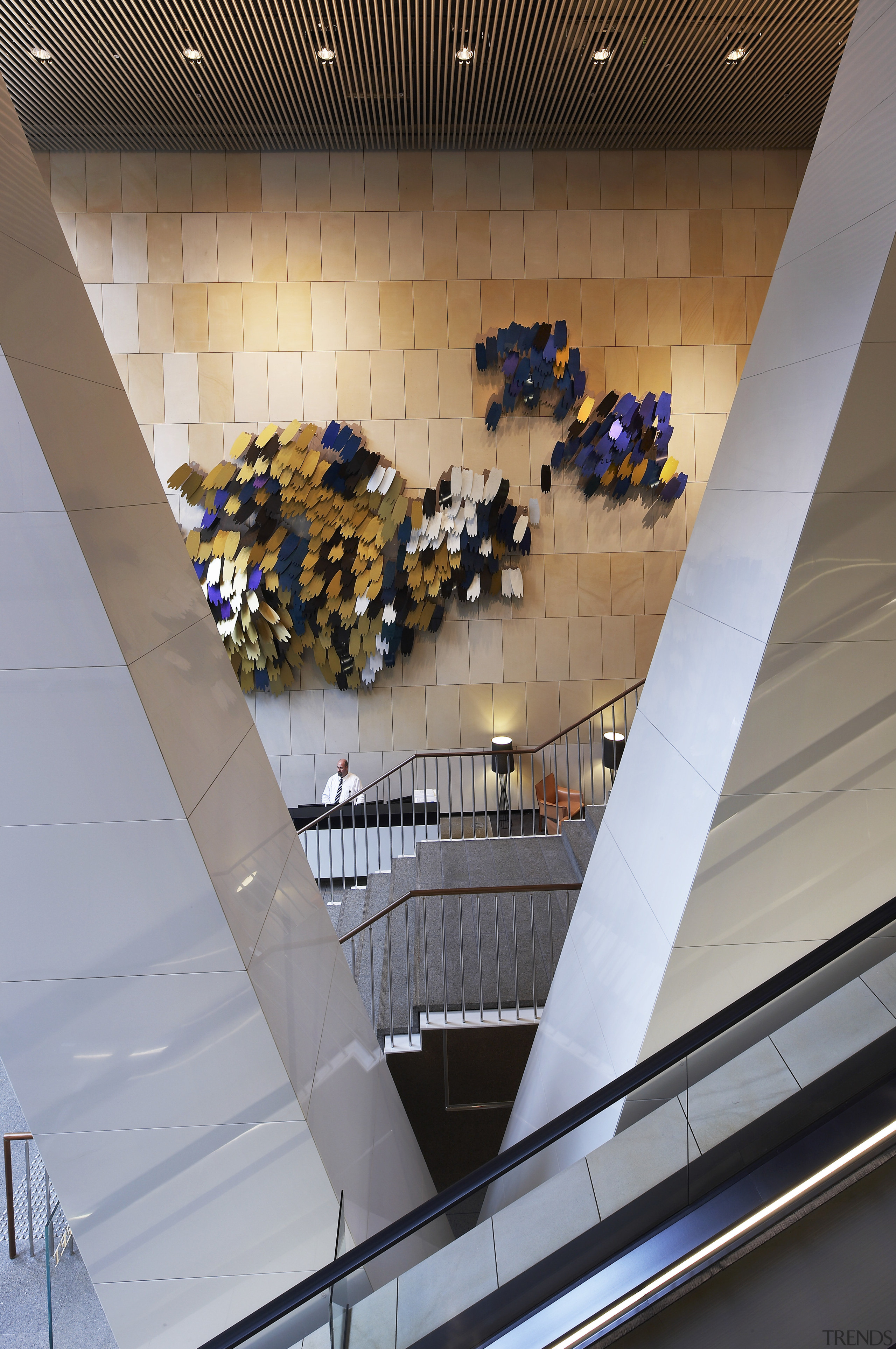 View of 420 George Street, featuring frameless vitrines architecture, building, ceiling, daylighting, interior design, stairs, gray