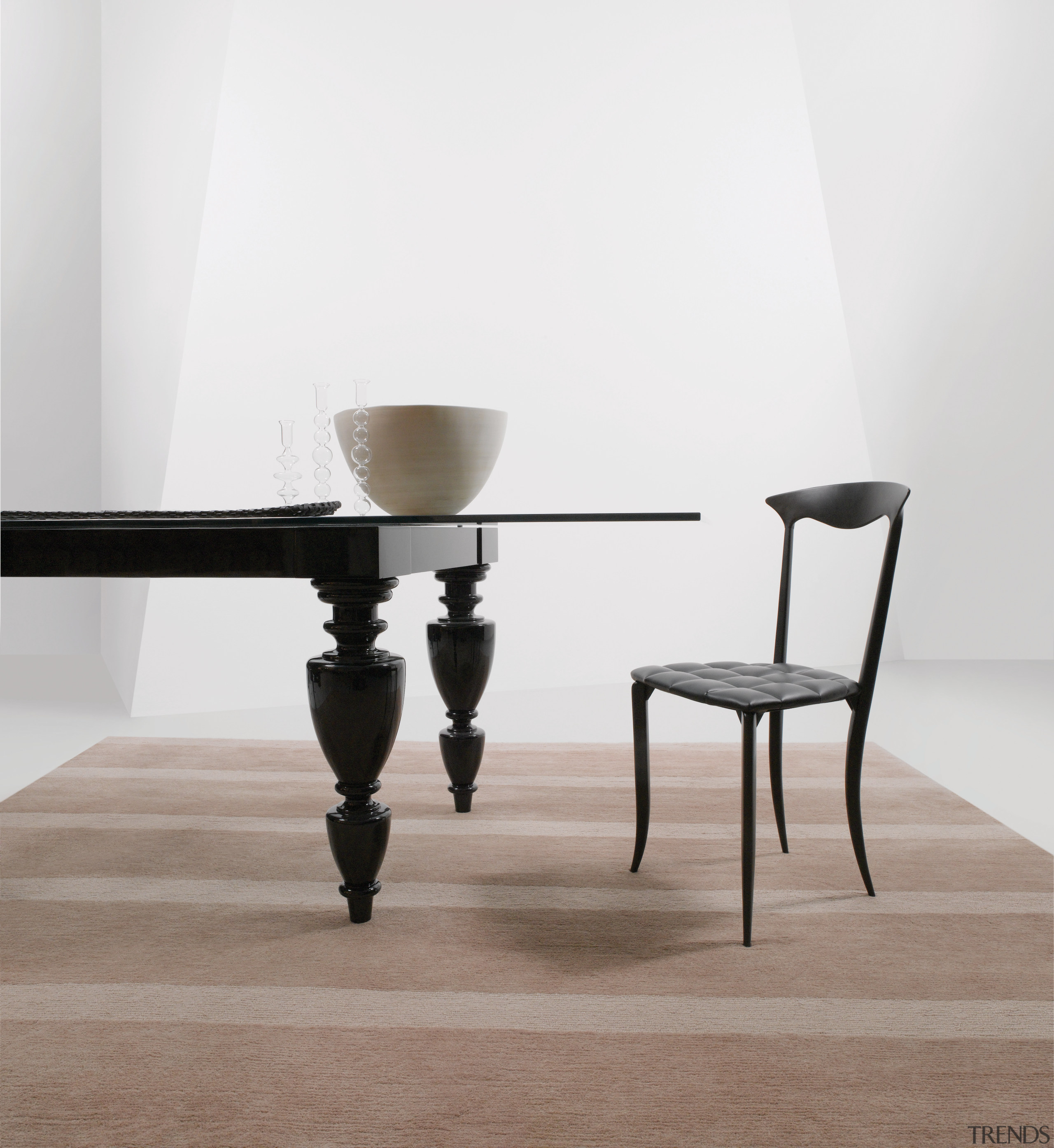 A view of some furniture from Domus Design. chair, coffee table, end table, floor, furniture, product design, table, white
