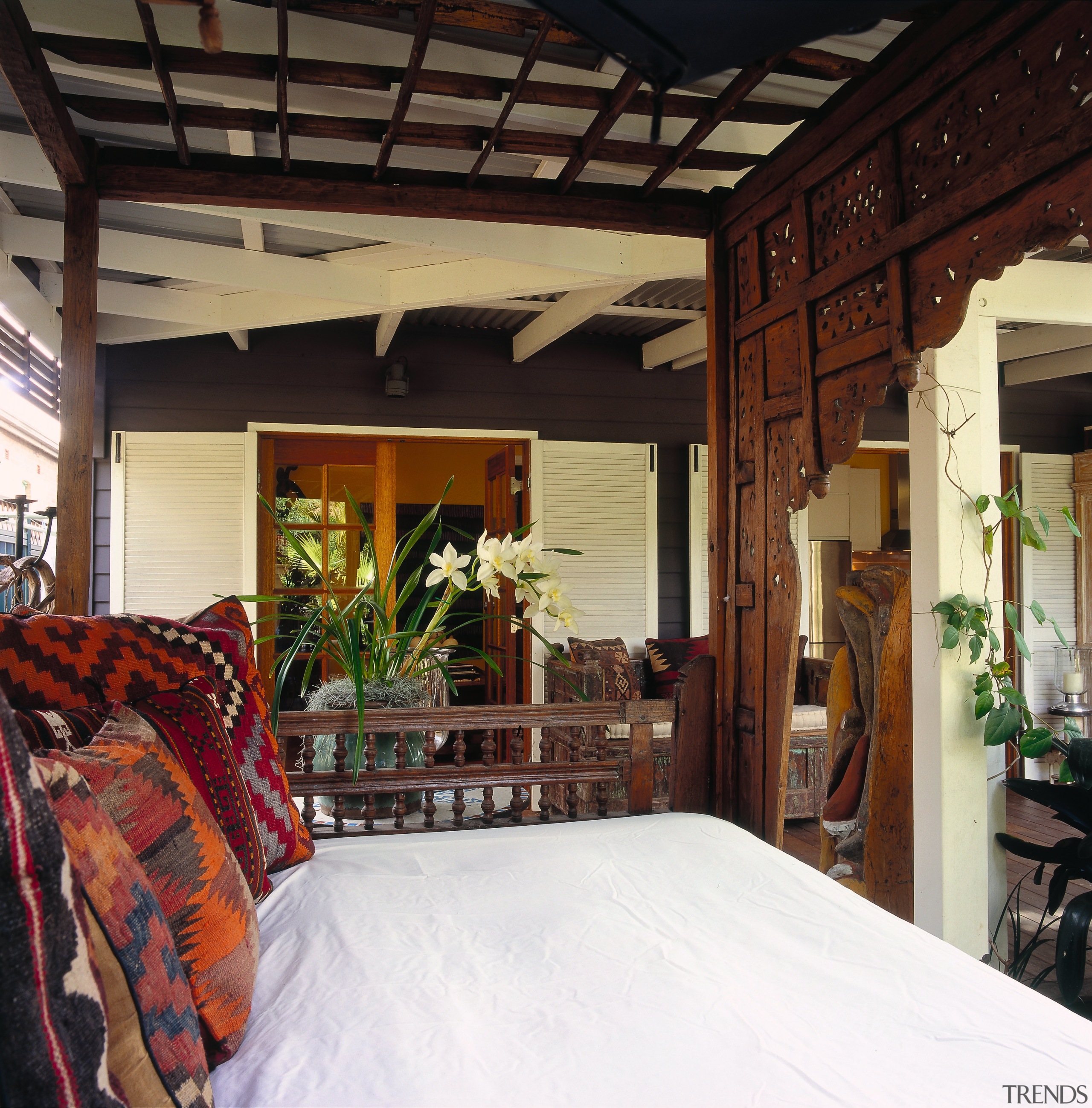 View of the veranda - View of the ceiling, estate, home, house, interior design, property, real estate, room, window, wood, black