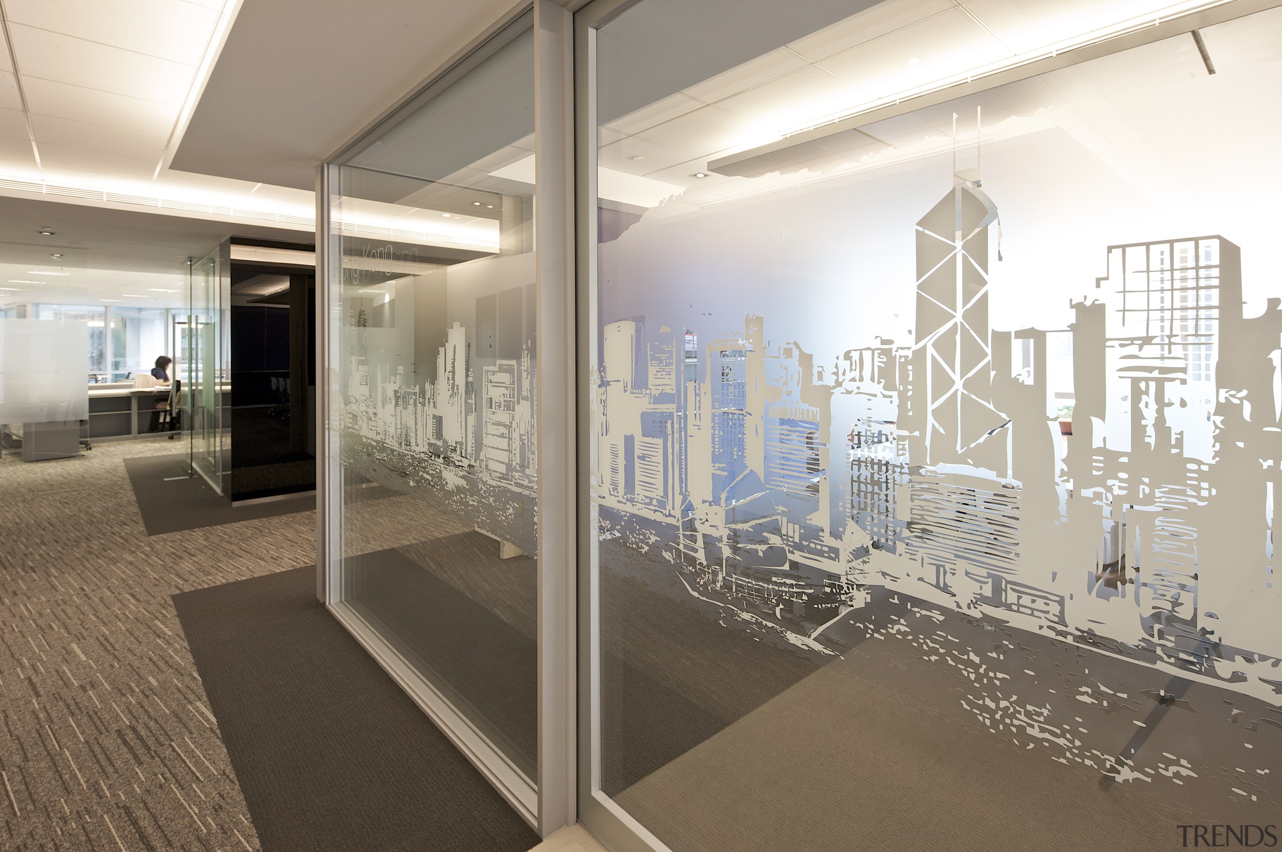 Interior view of the Benoy offices which features floor, interior design, white, brown