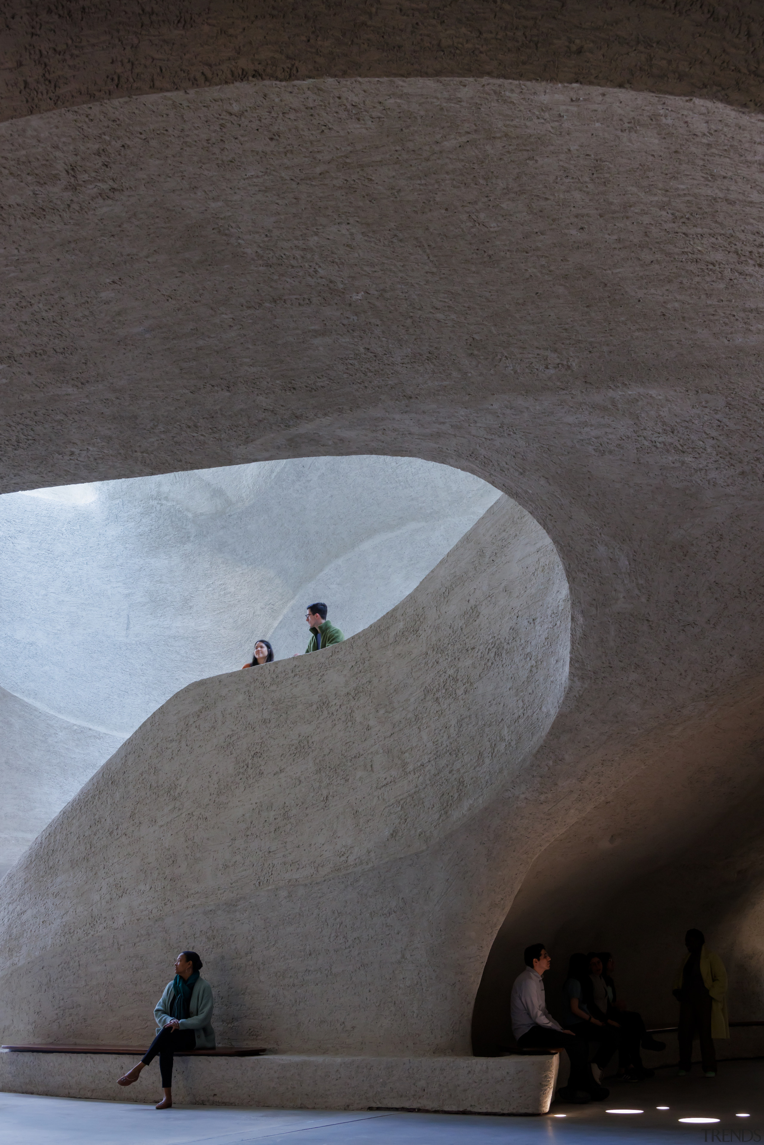 Atrium staircase detail. - Curves, collections and connections 